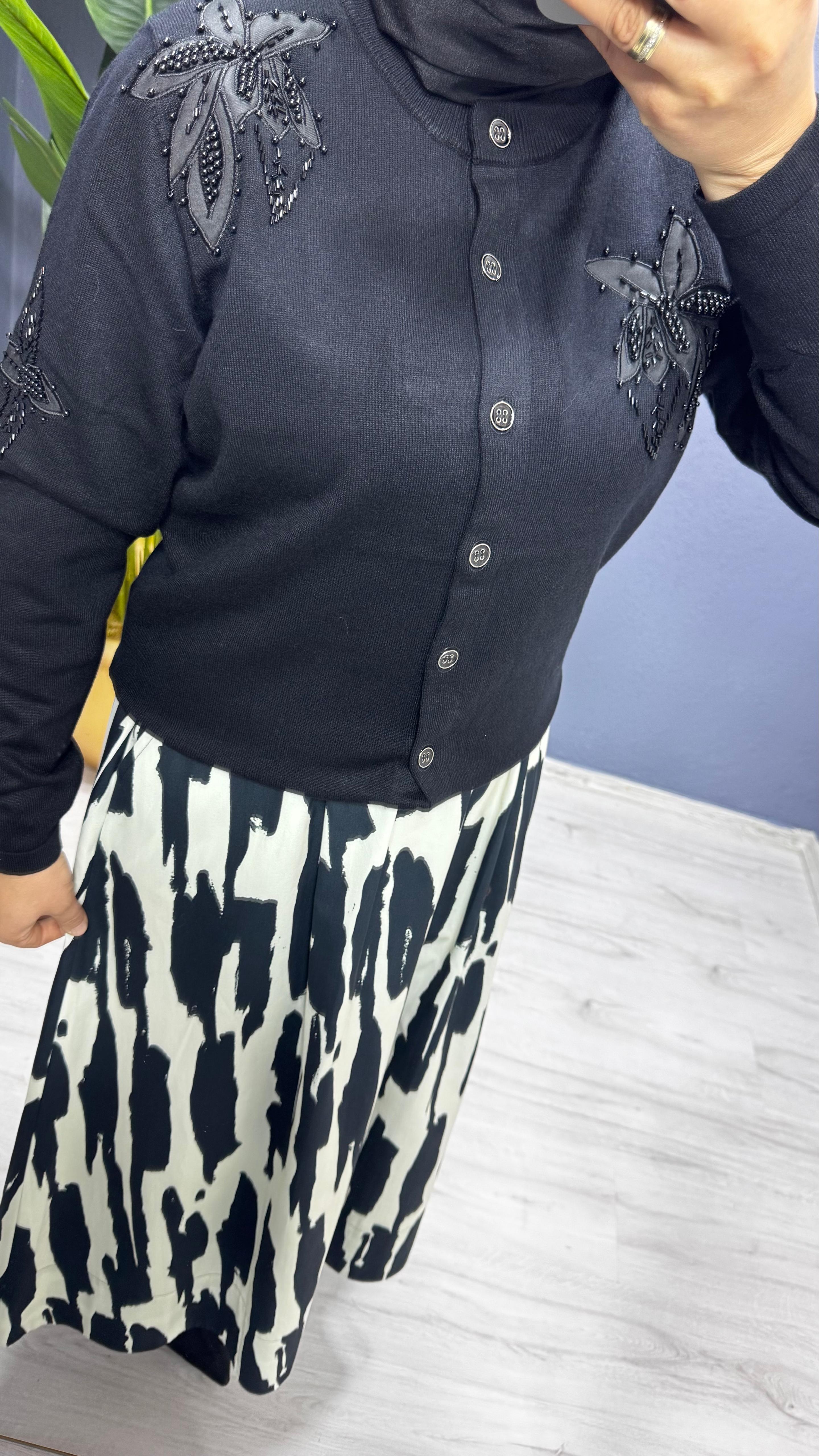 Sentez Zebra Desenli Kloş Etek (5476)