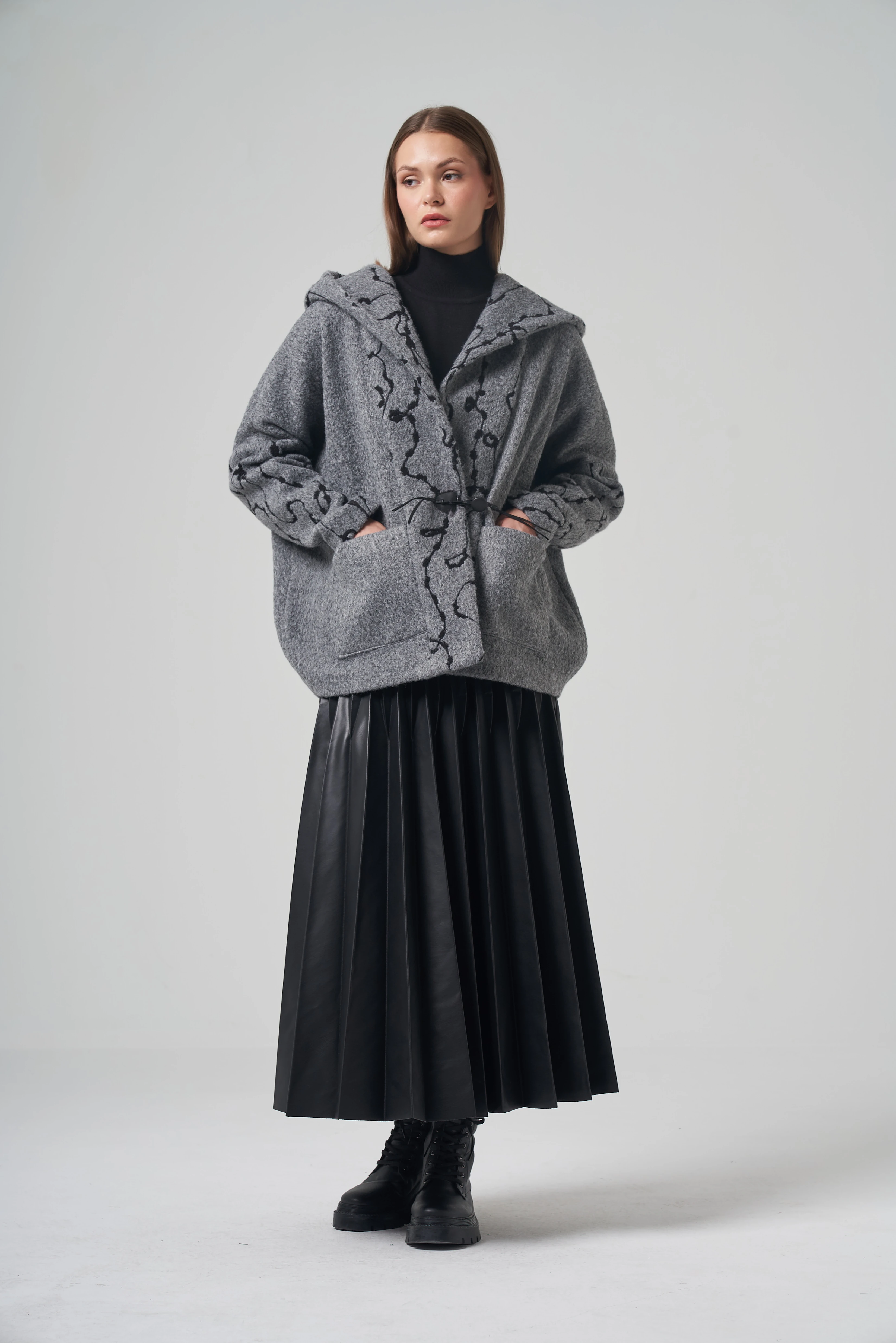 Ceremony TERRA ÖNDEN BAĞCIK DETAYLI KISA KABAN (6896)