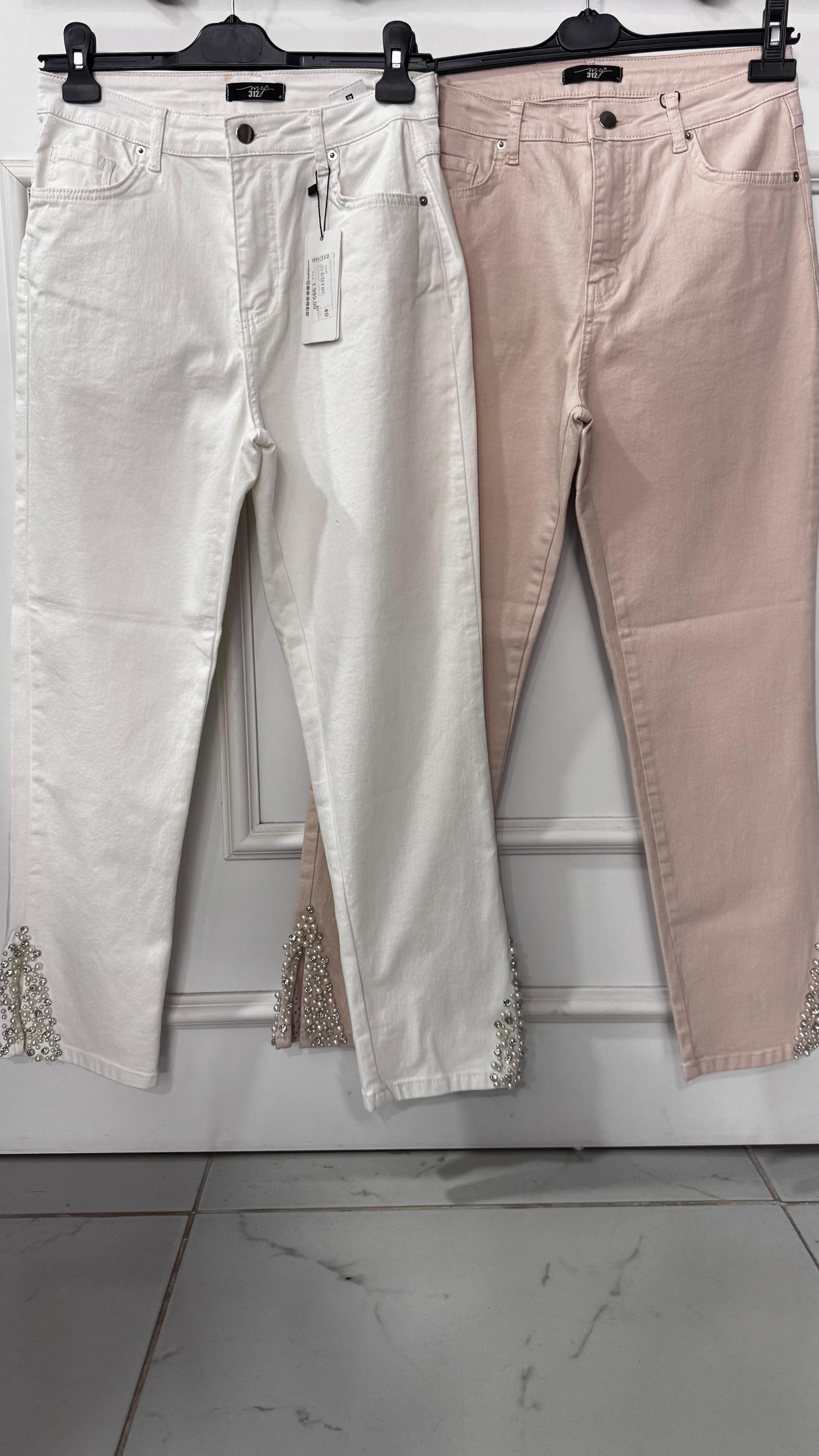 My312 Paçası Taş Detaylı Boru Paça Pantolon (2200)