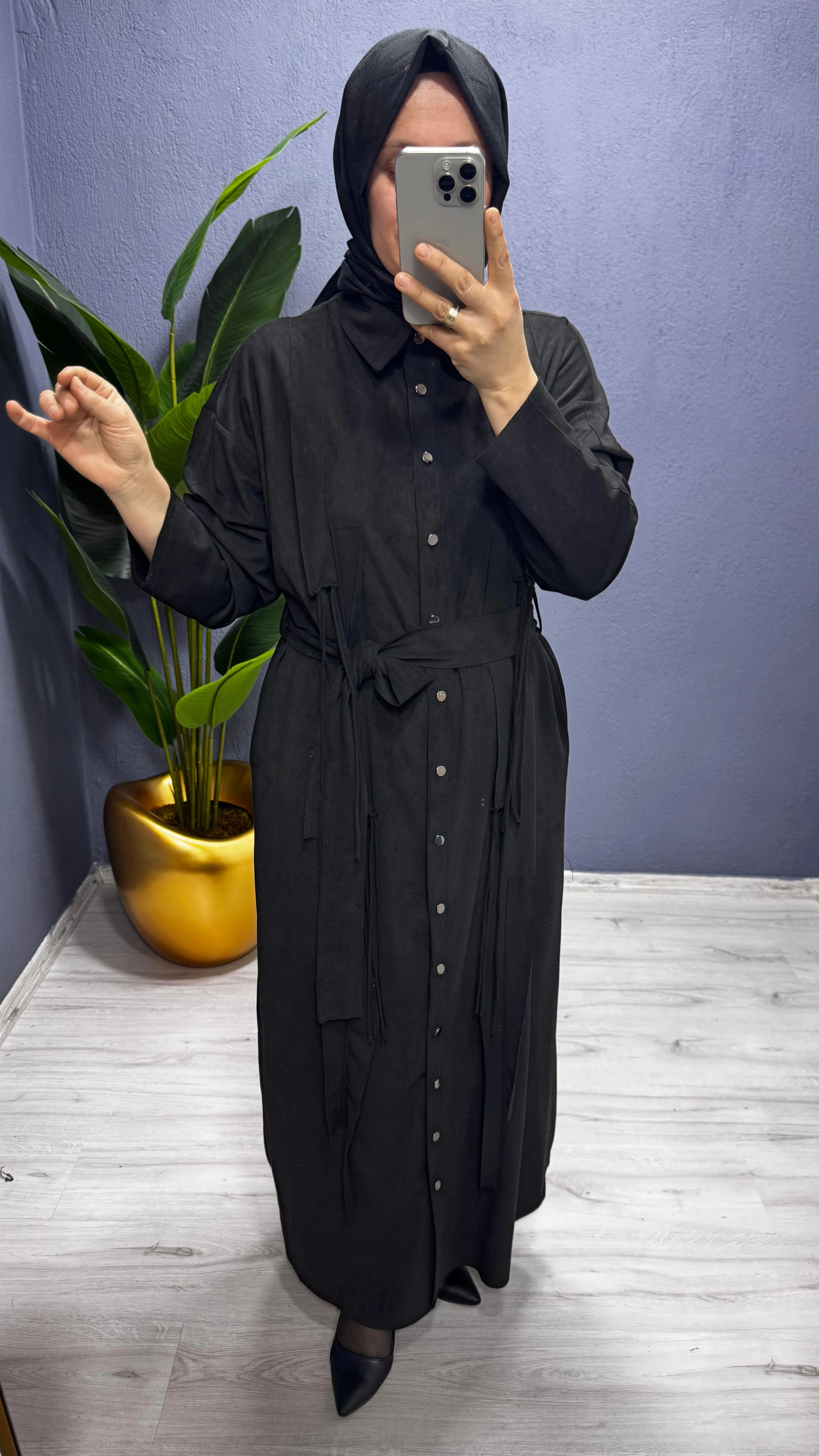 Ceremony Süet Gömlek Elbise (6721)