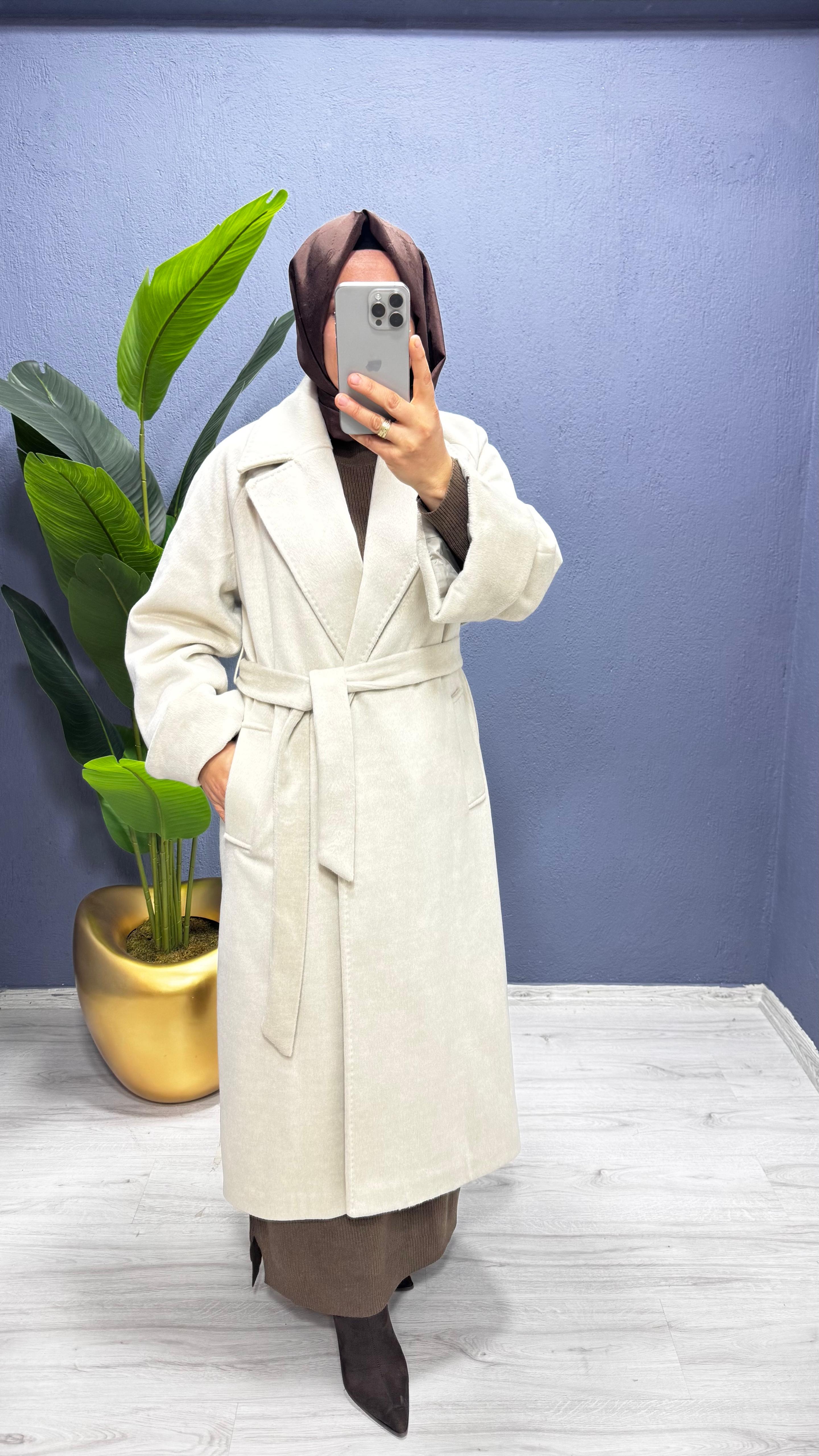 Ceremony Arkası Fermuar Detaylı Kaşe KABAN (6832)