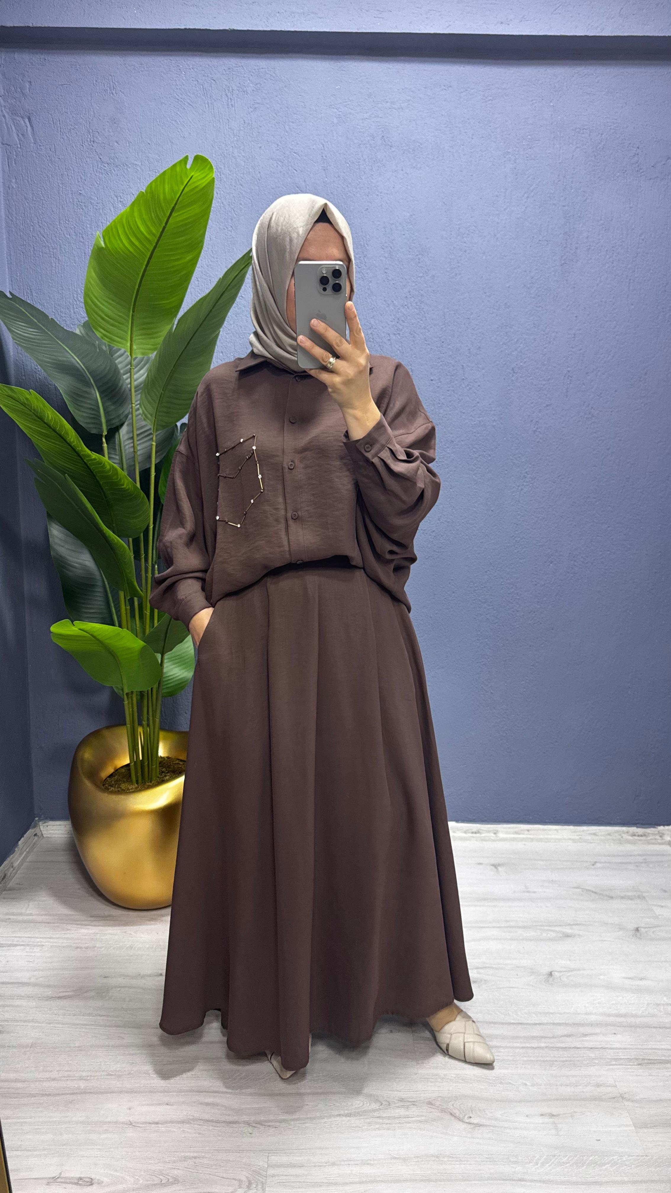 CEREMONY Tuniği Boncuk İşlemeli Etekli Takım (6945)