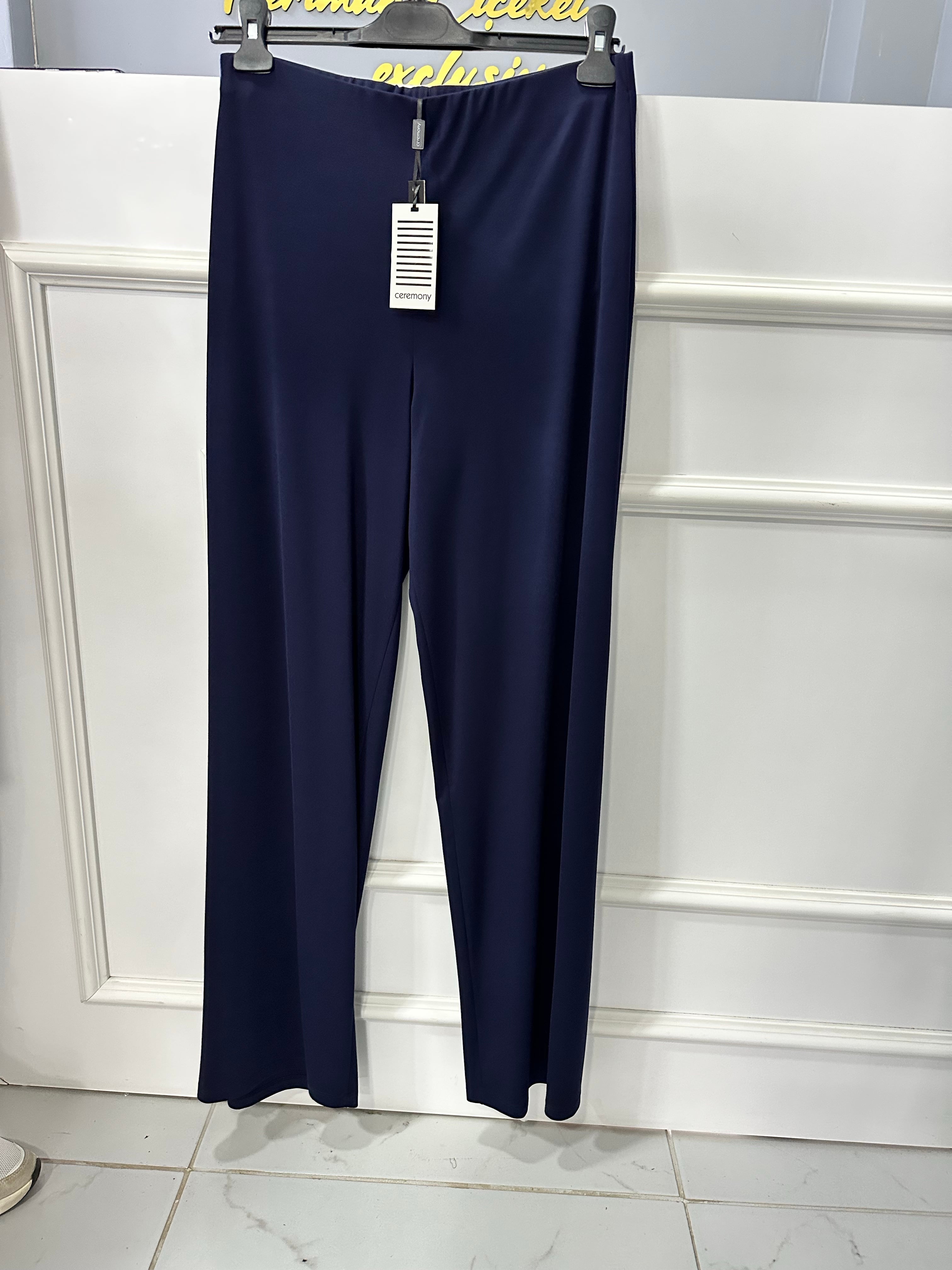 Ceremony Beli Düz Lastikli Pantolon (w-6326)