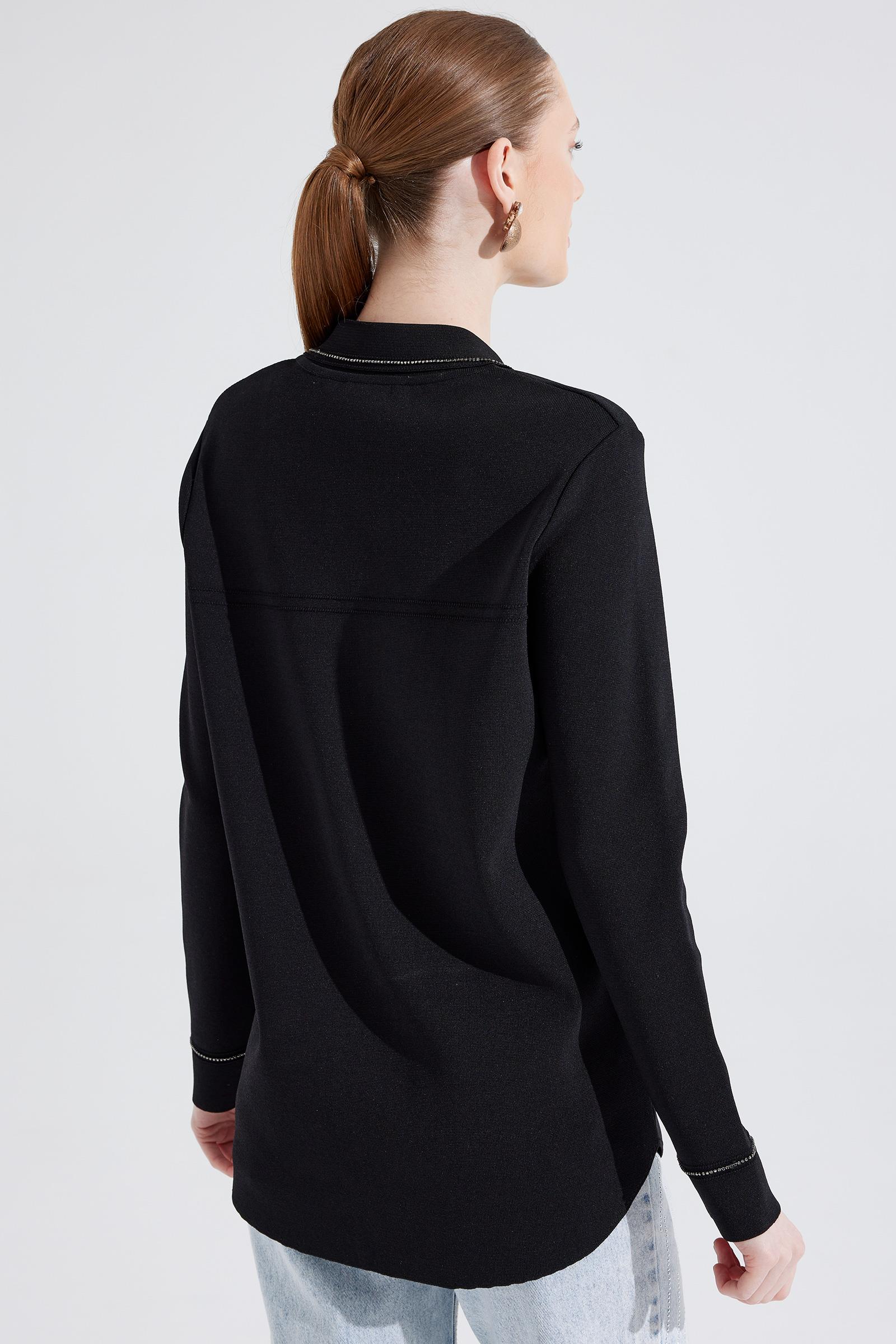 Tığ Triko Cep Tetaylı Polo Yaka Hırka ( 21562)