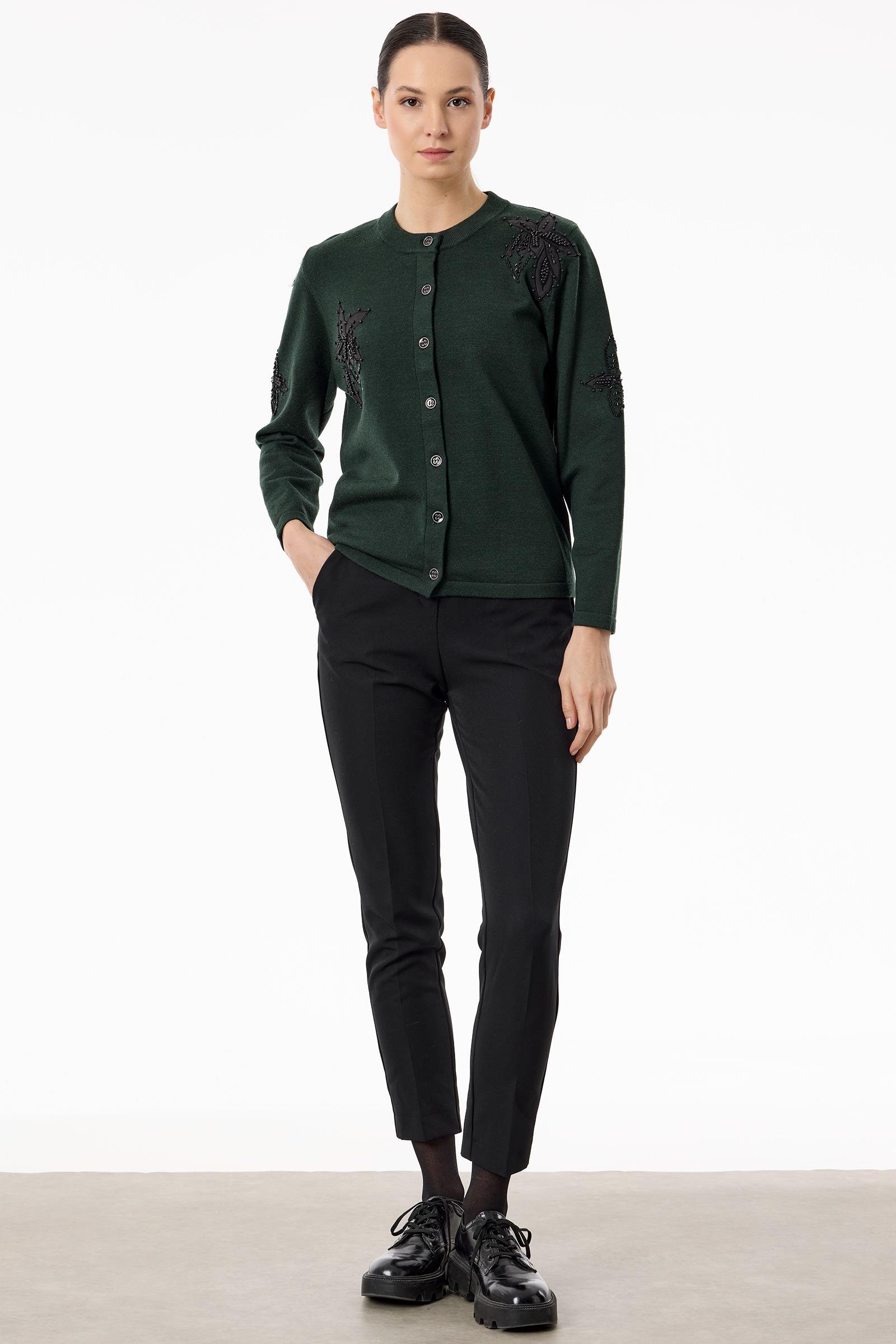 Tığ Triko Çiçek Aplikeli Triko Hırka ( 21746.1)