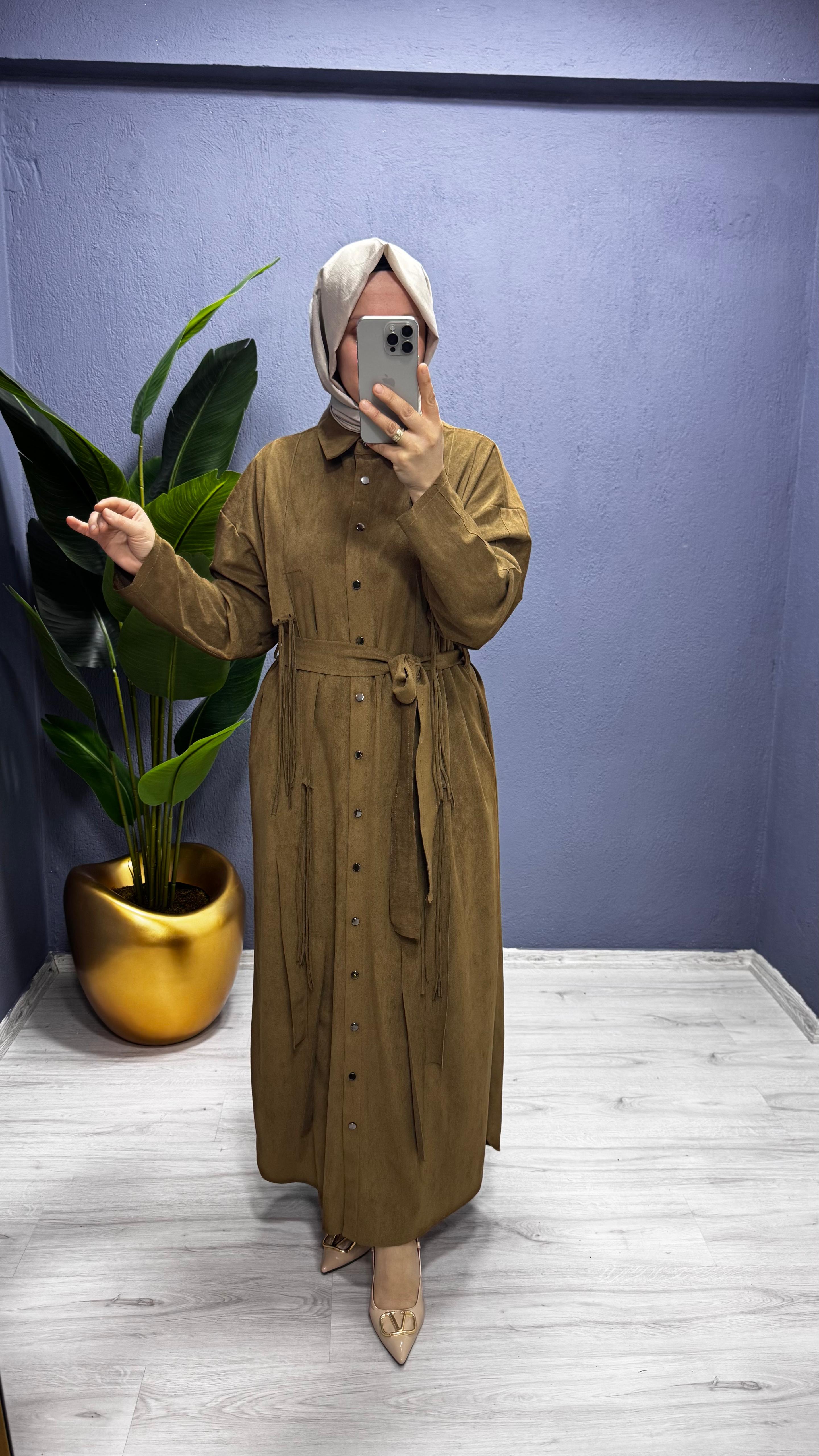 Ceremony Süet Gömlek Elbise (6721)