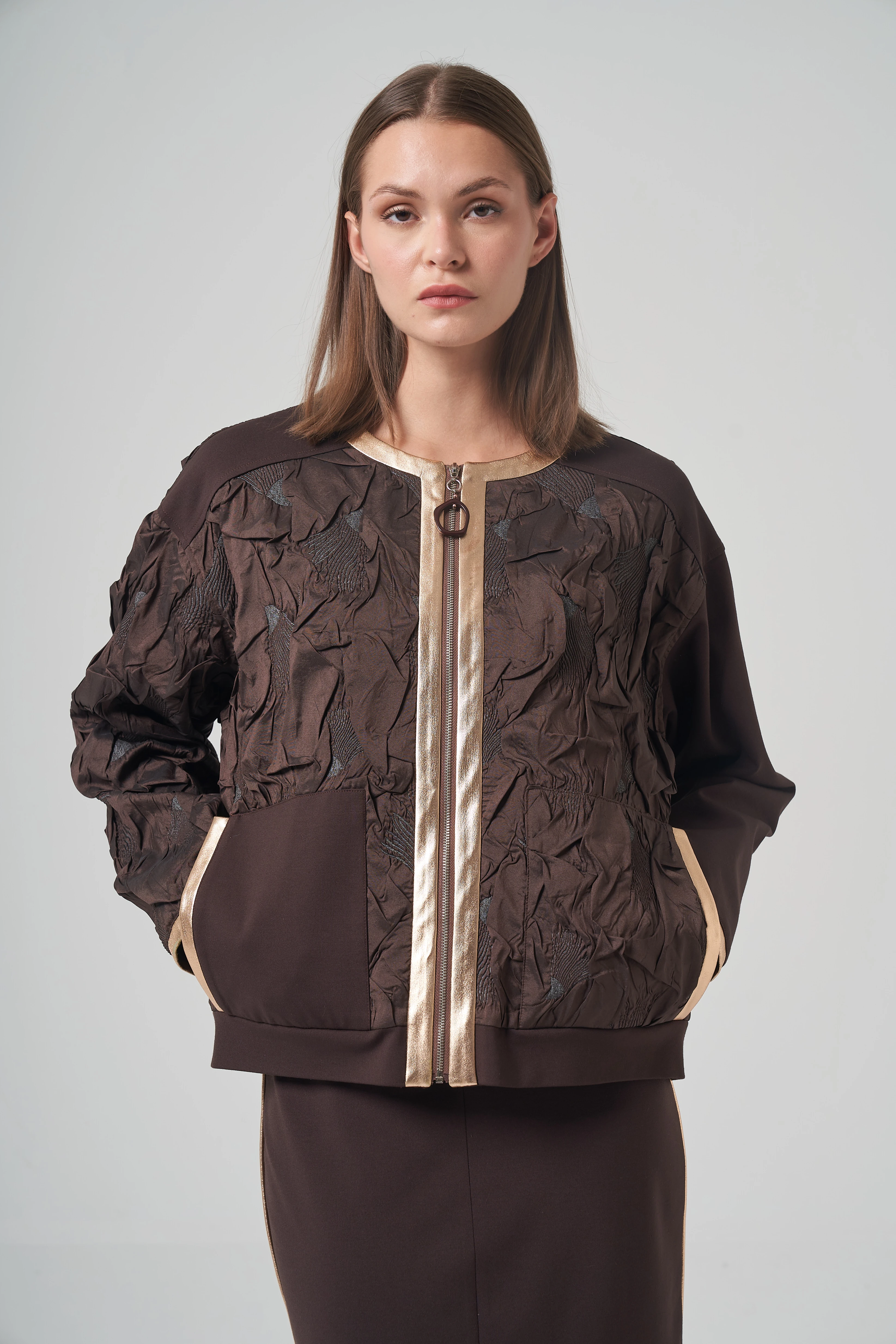 Ceremony Santana Deri Garnili Kısa Ceket (w-6850)