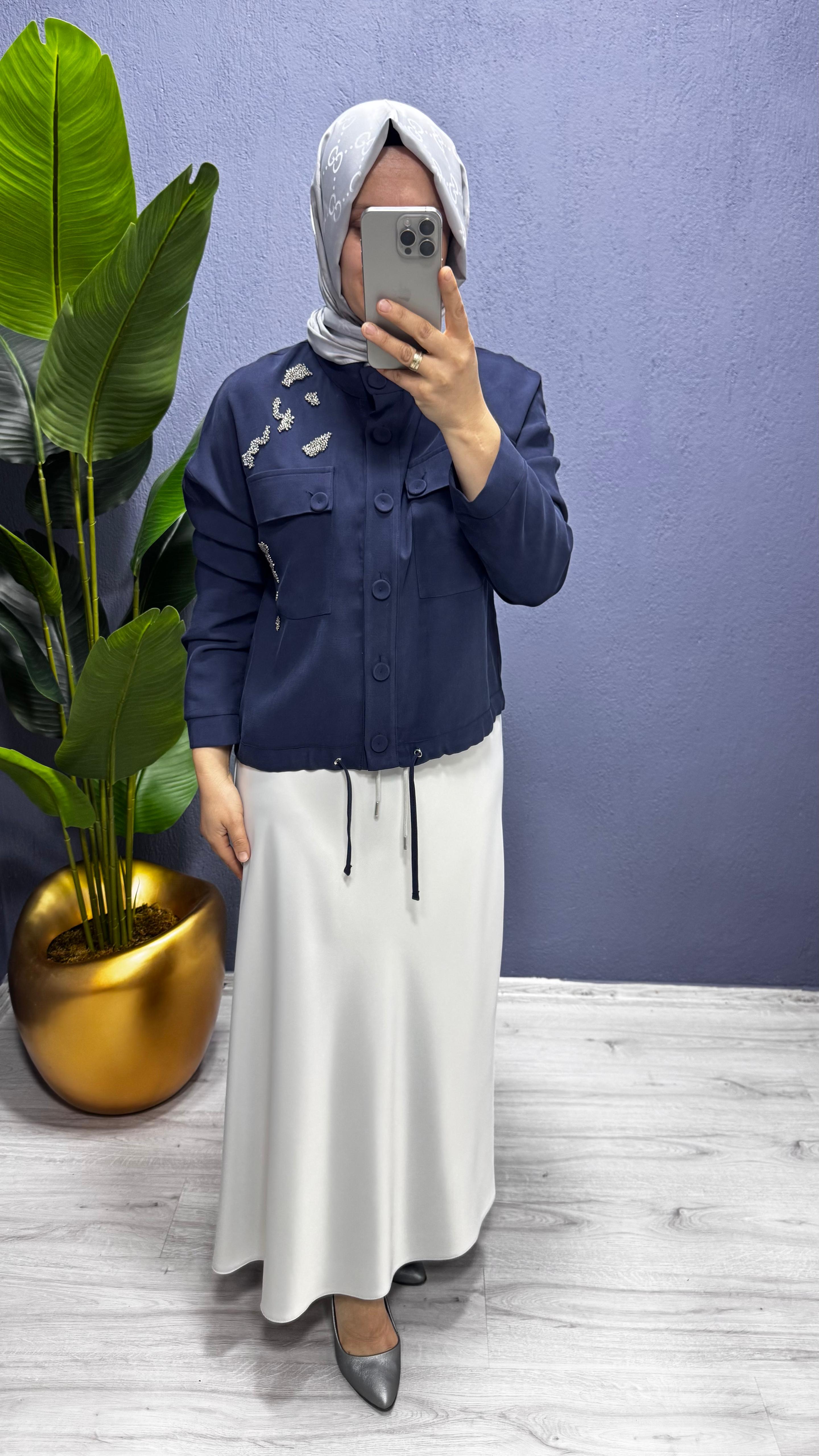 Ceremony Hakim Yaka İşlemeli ve Kısa Ceket (w-6826)