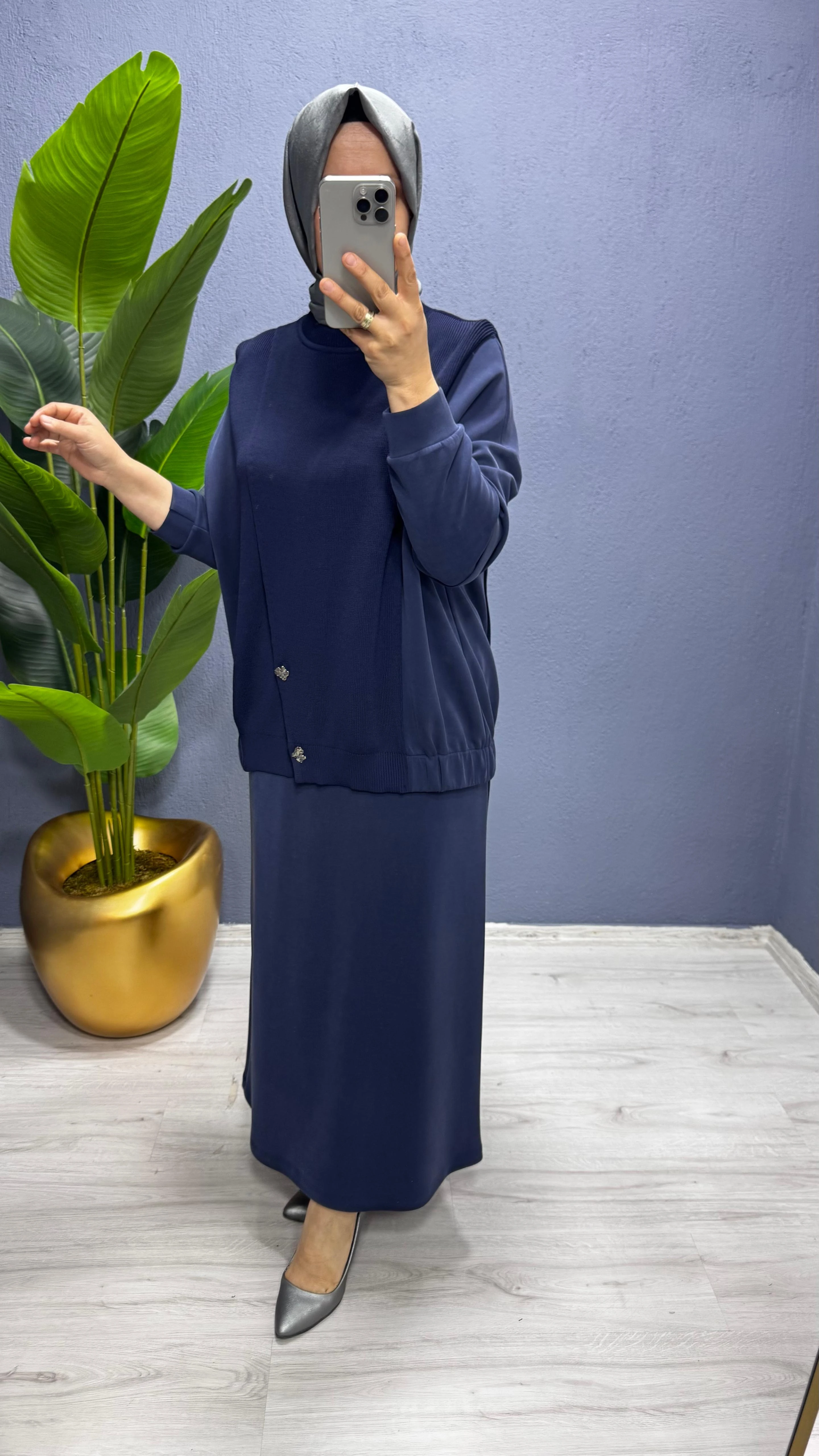 Tığ Triko Triko Mixli Düğmeli Takım TKM.5030.01