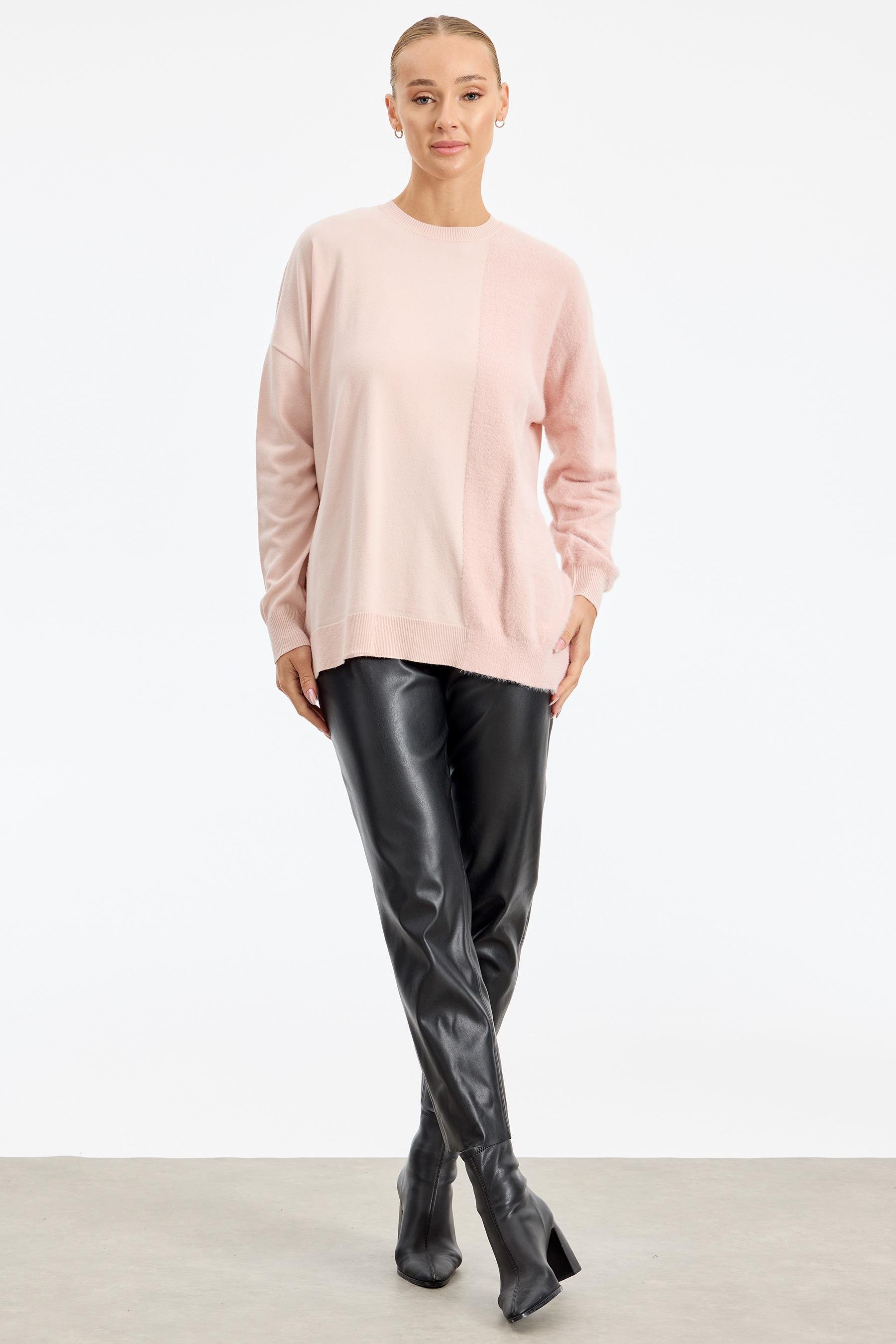 Tığ Triko Sol Tarafı Mink Detaylı Tunik Hırka ( 21664)