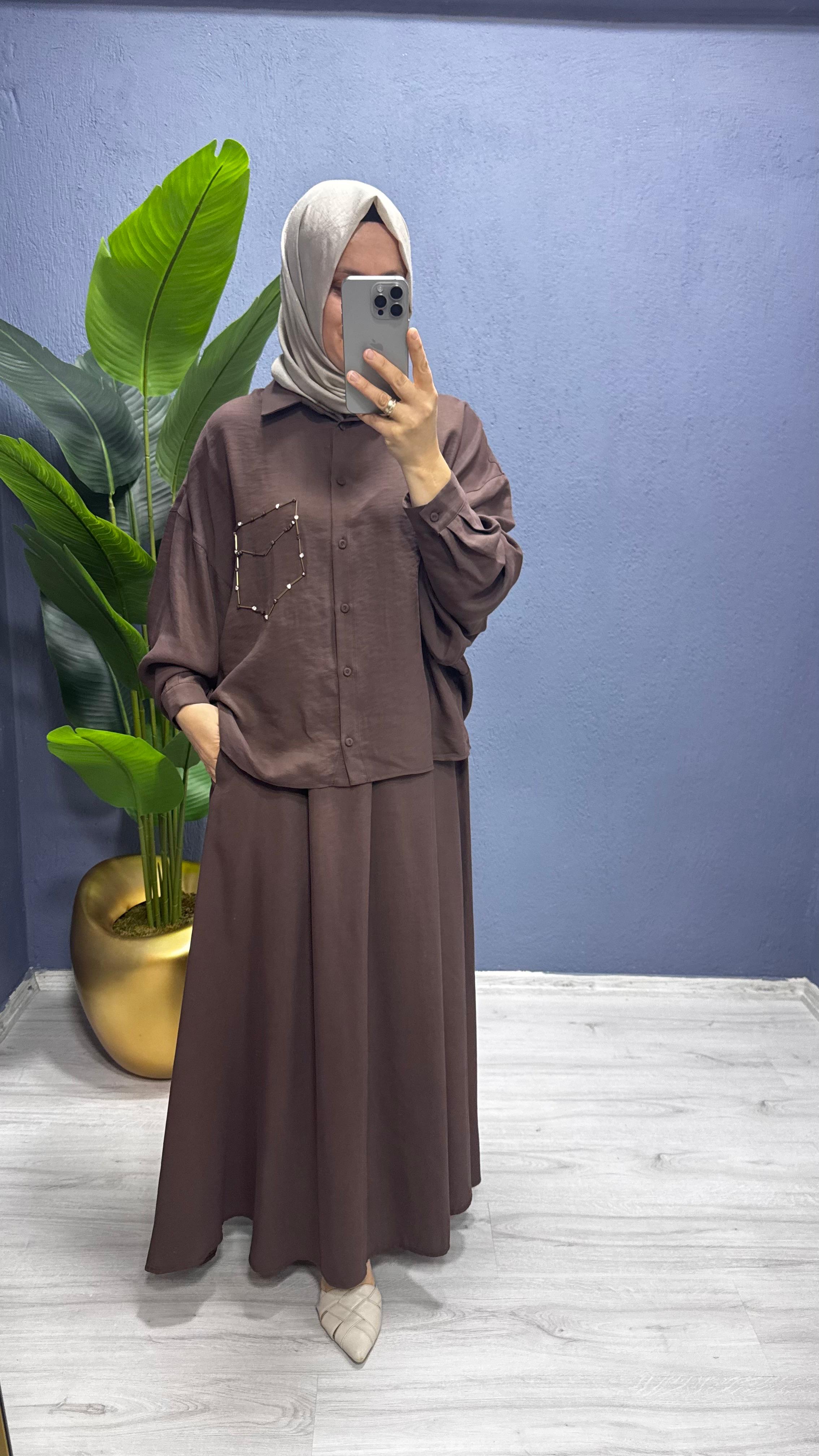 CEREMONY Tuniği Boncuk İşlemeli Etekli Takım (6945)