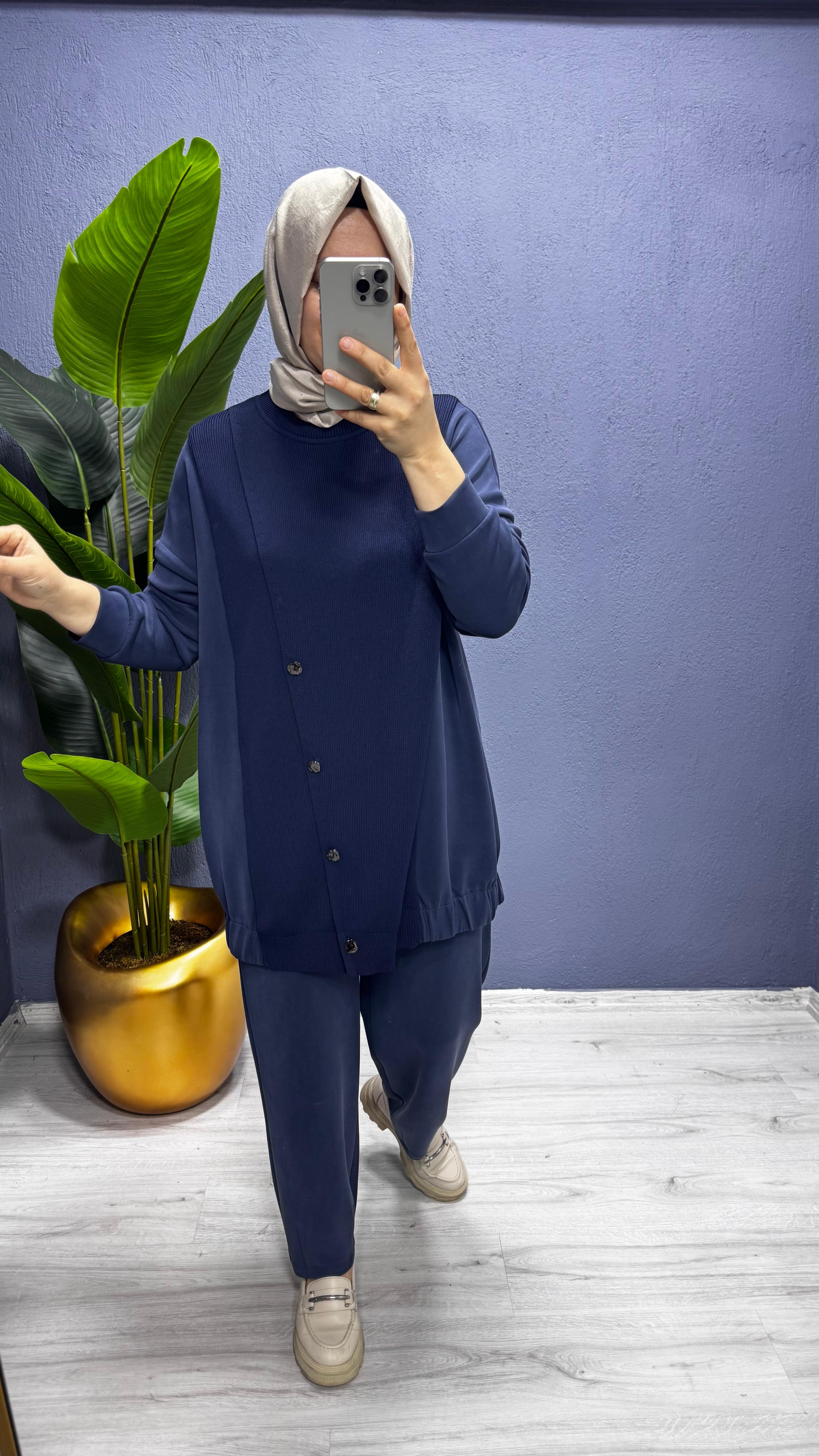 Tığ Triko Triko Kombinli  Tunik Pantolon Takım TKM.5041.01