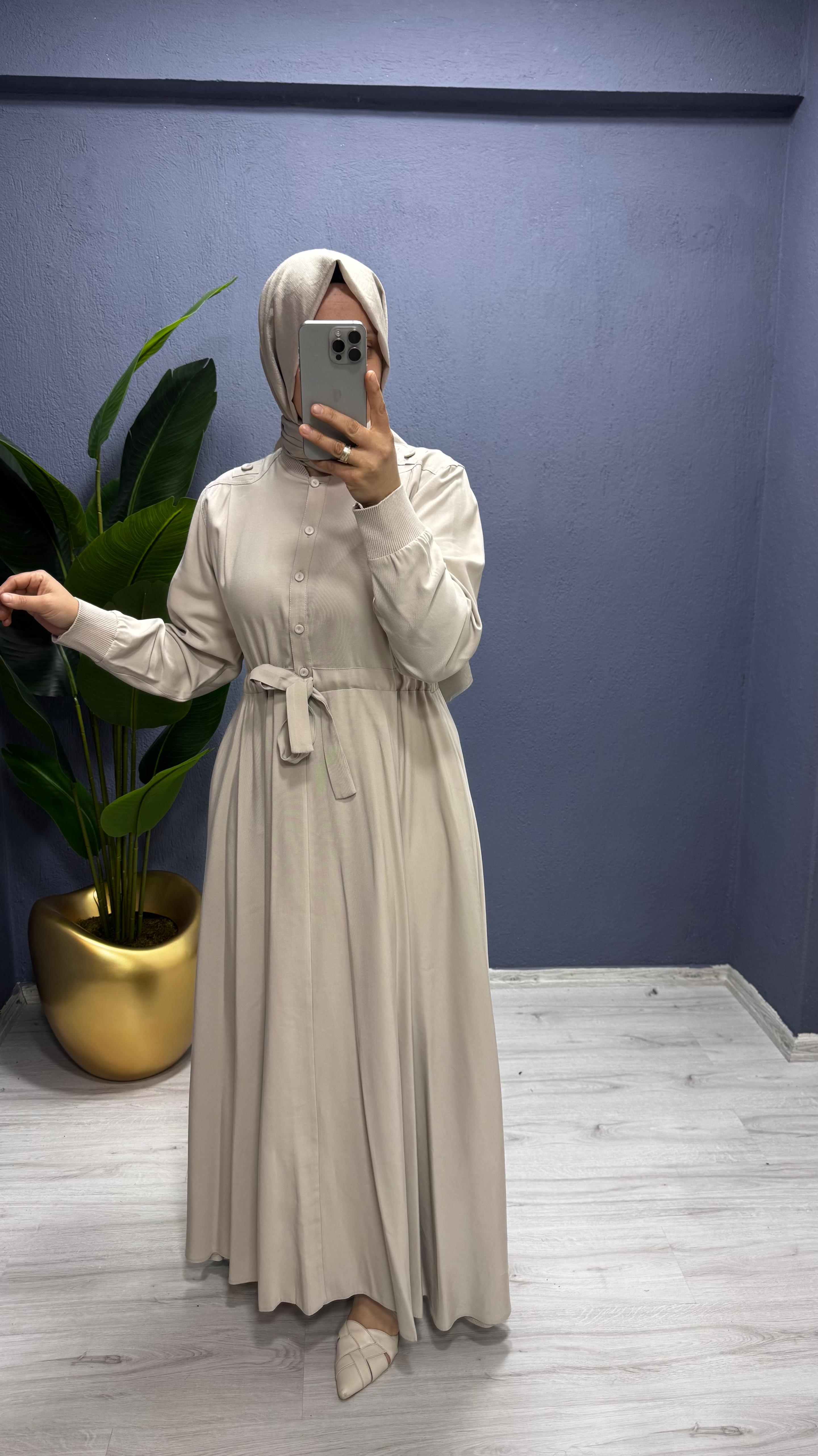 Ceremony Anjelik Önden Yarım Düğmeli Elbise (6702)