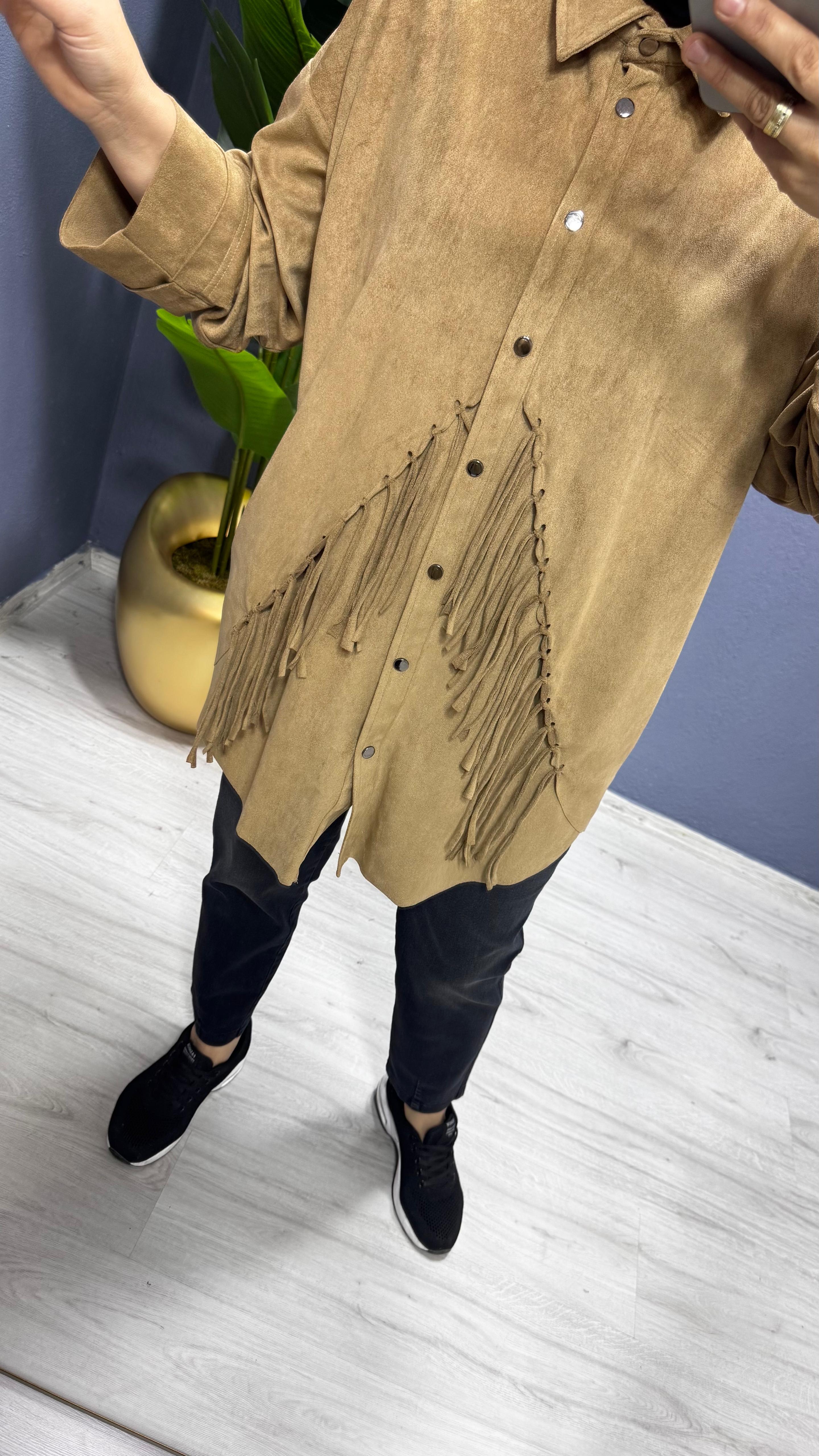 Ceremony Püsküllü Süet Gömlek Elbise (6198)