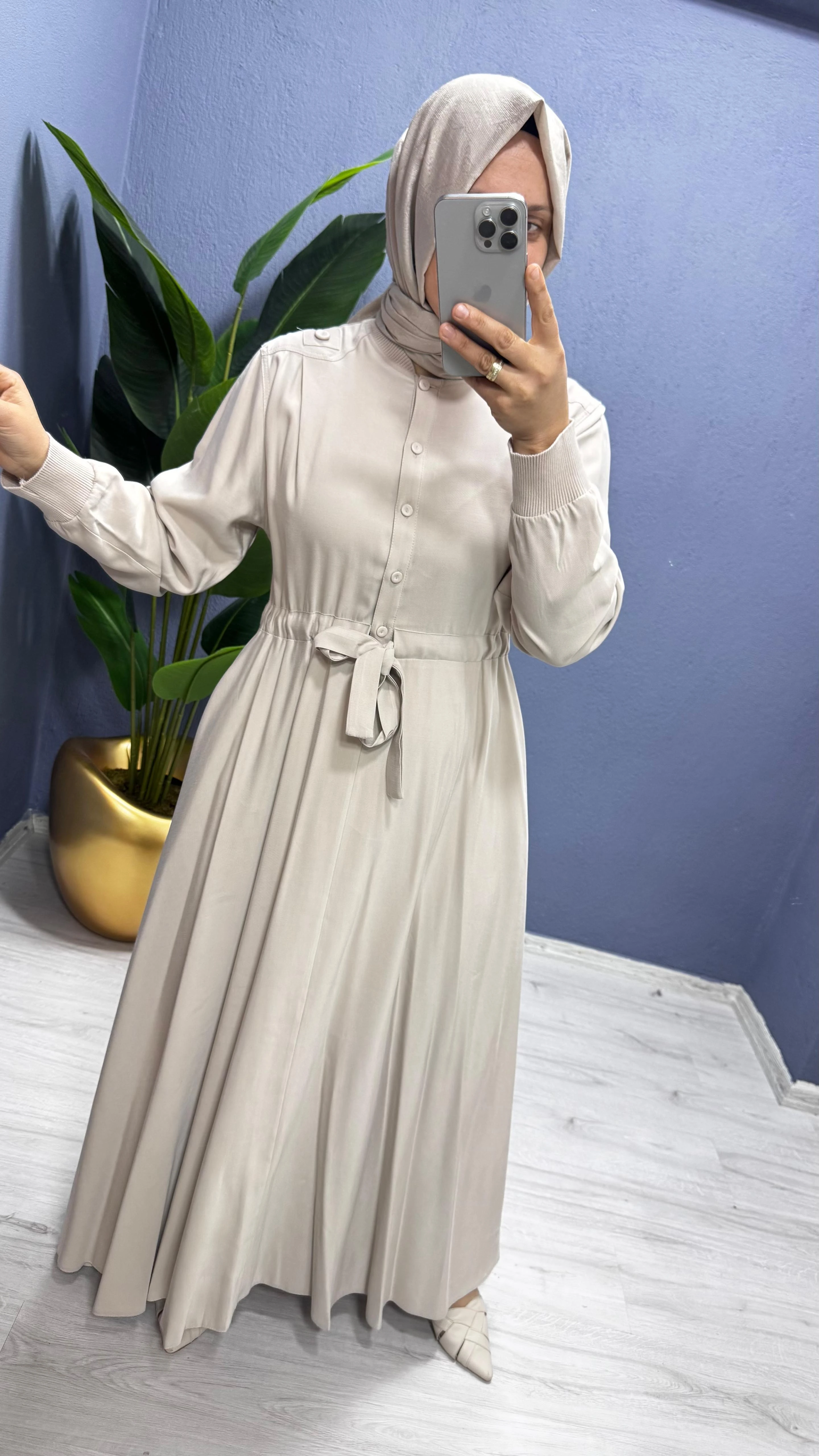 Ceremony Anjelik Önden Yarım Düğmeli Elbise (6702)