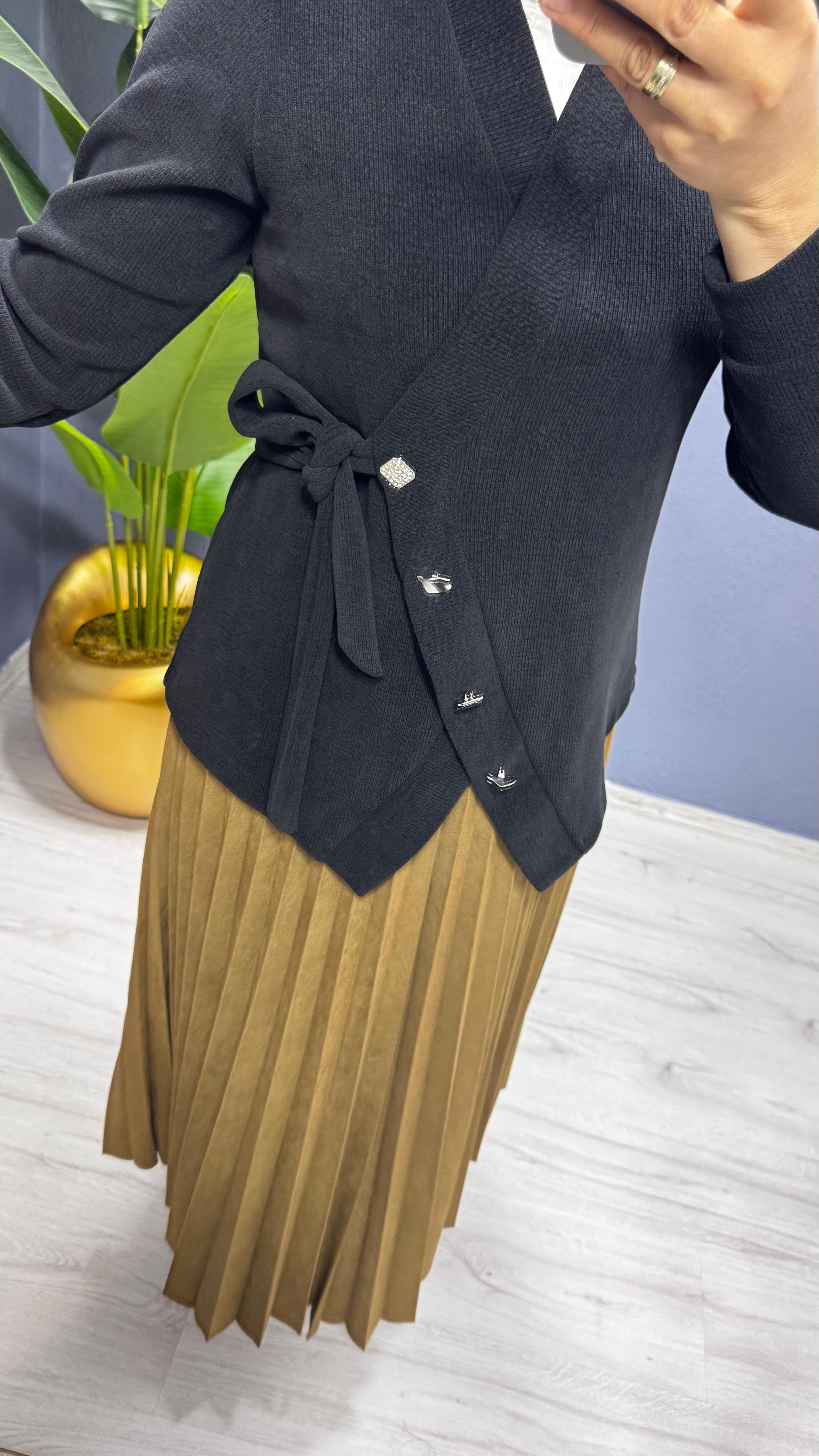 Ceremony İnce Plisoley Süet Etek (6622)