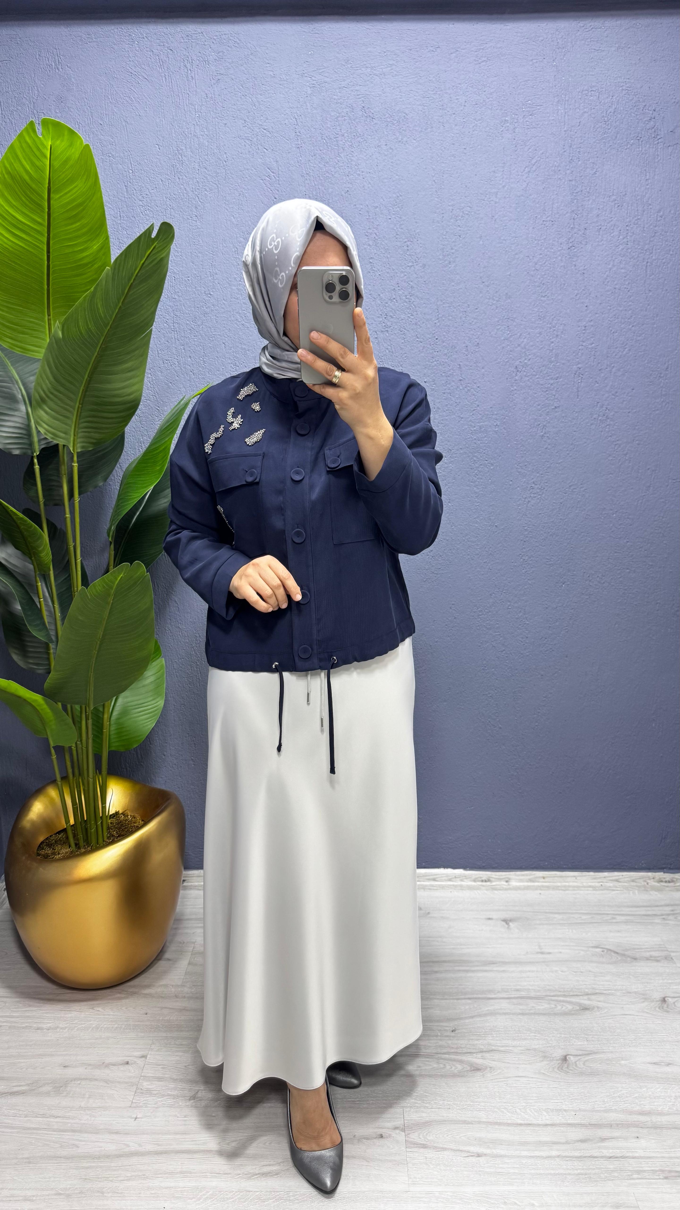 Ceremony Hakim Yaka İşlemeli ve Kısa Ceket (w-6826)