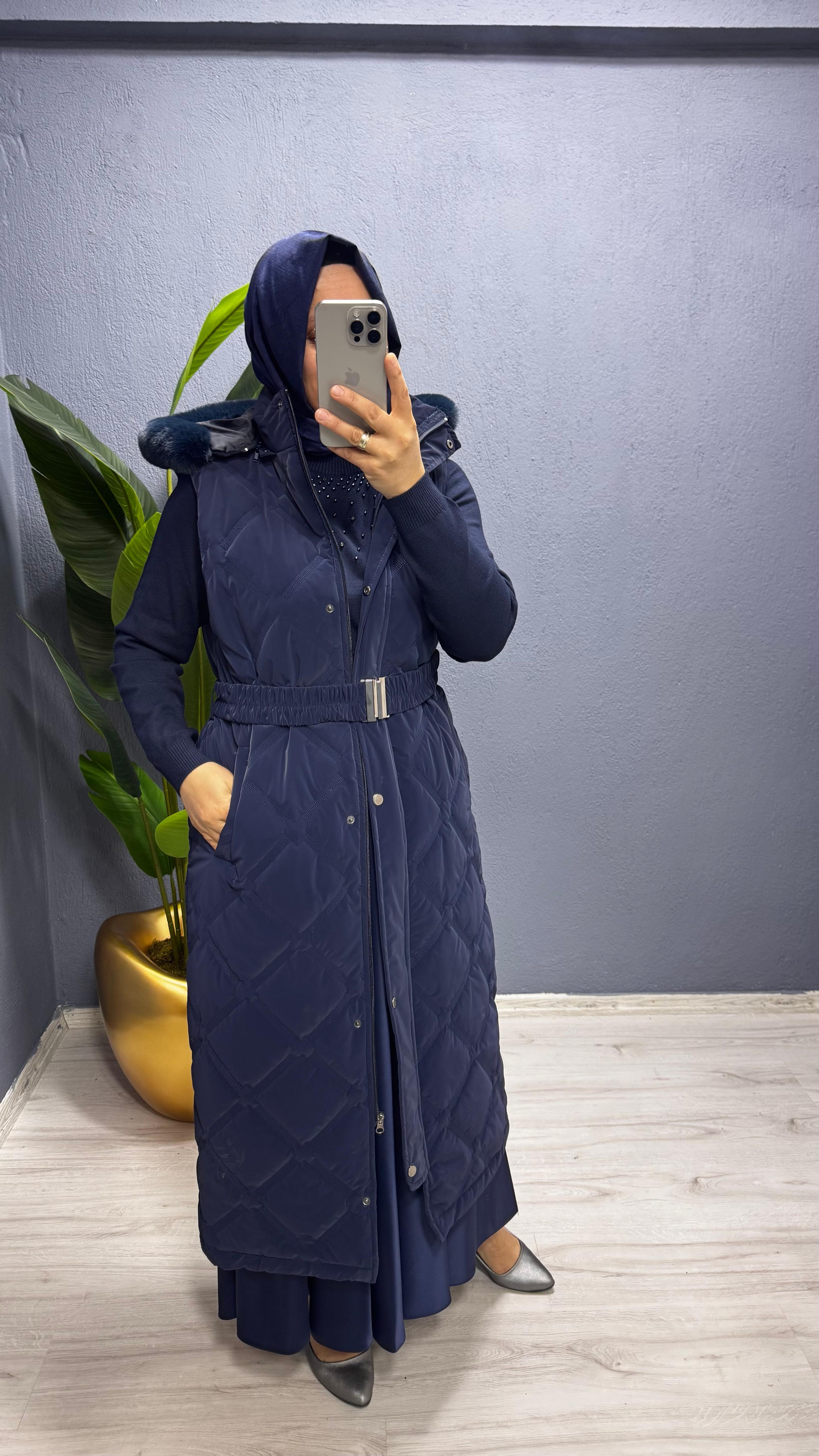 MARCHA  KAPİŞONLU KÜRKLÜ YELEK (20200)