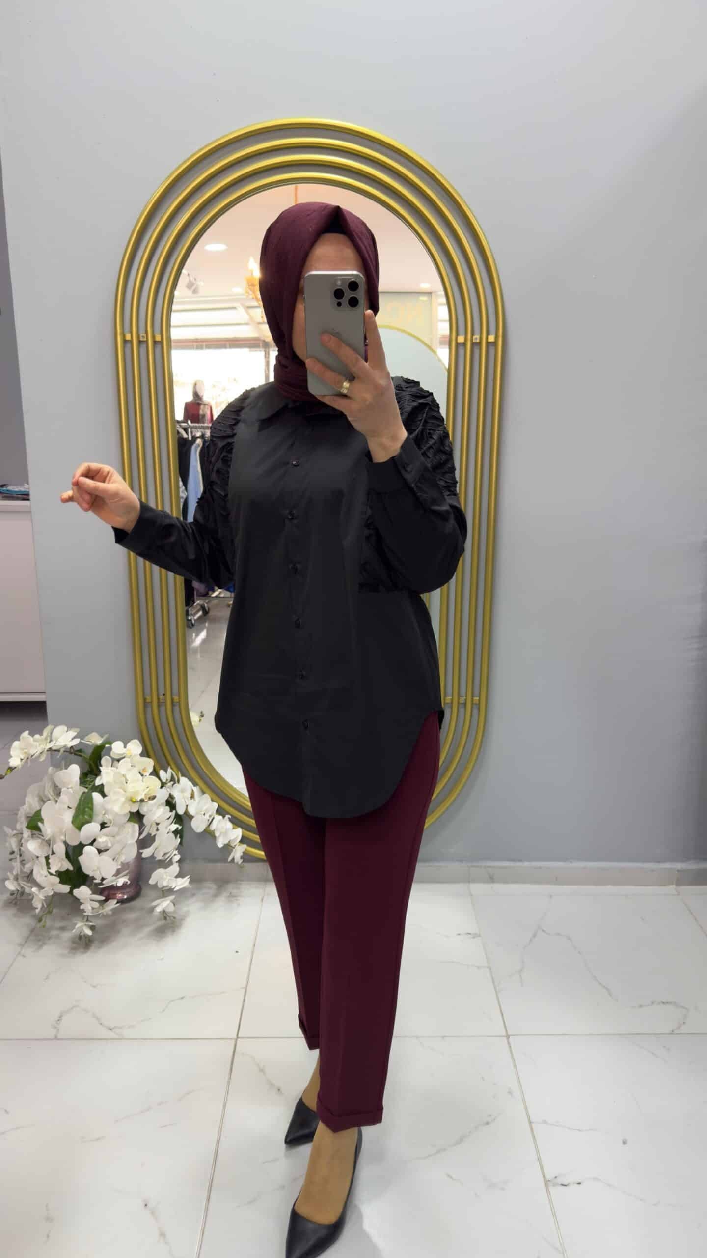 Sentez Beli Lastikli İnce Duble Paça Pantolon (5514)