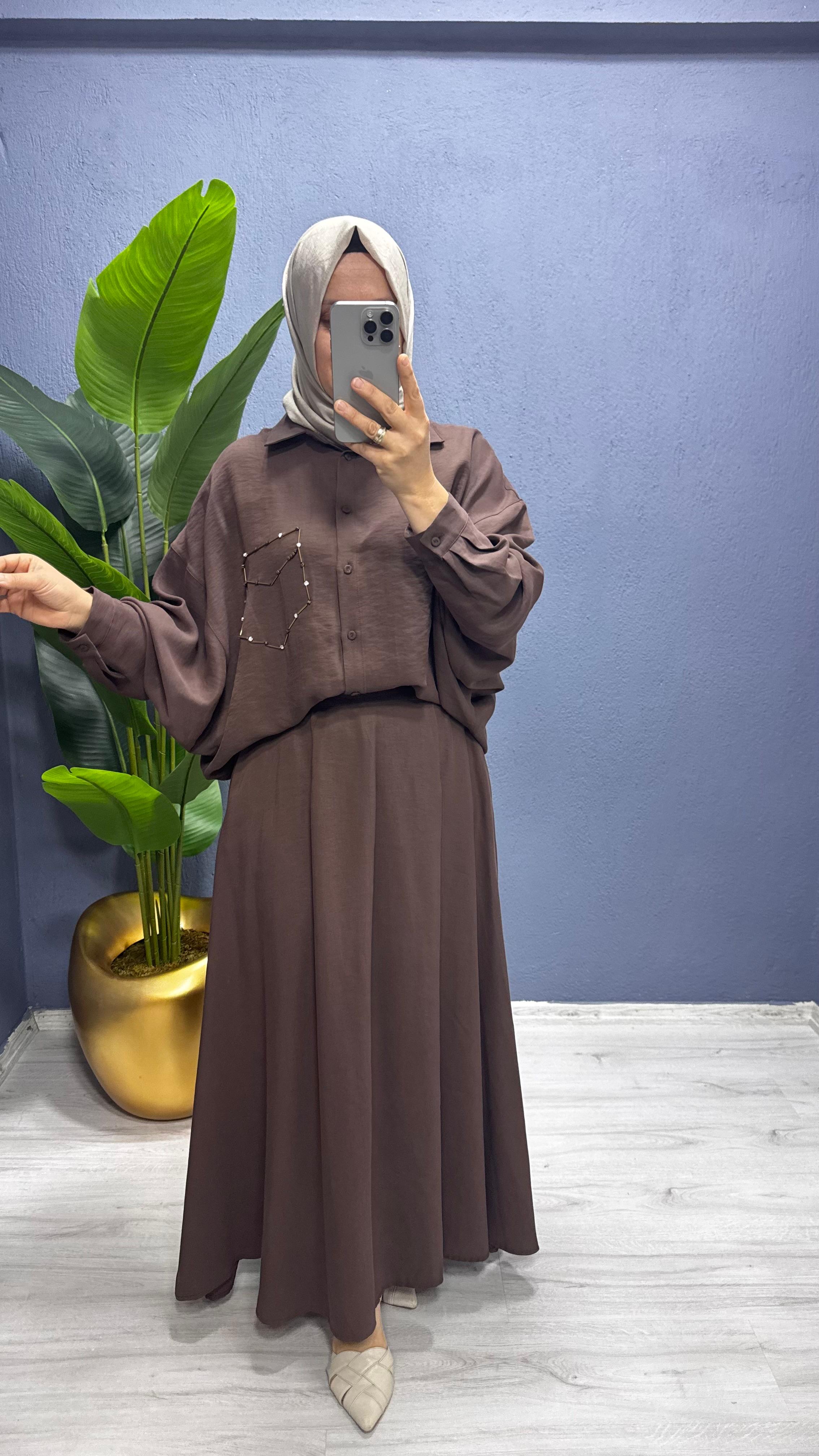 CEREMONY Tuniği Boncuk İşlemeli Etekli Takım (6945)