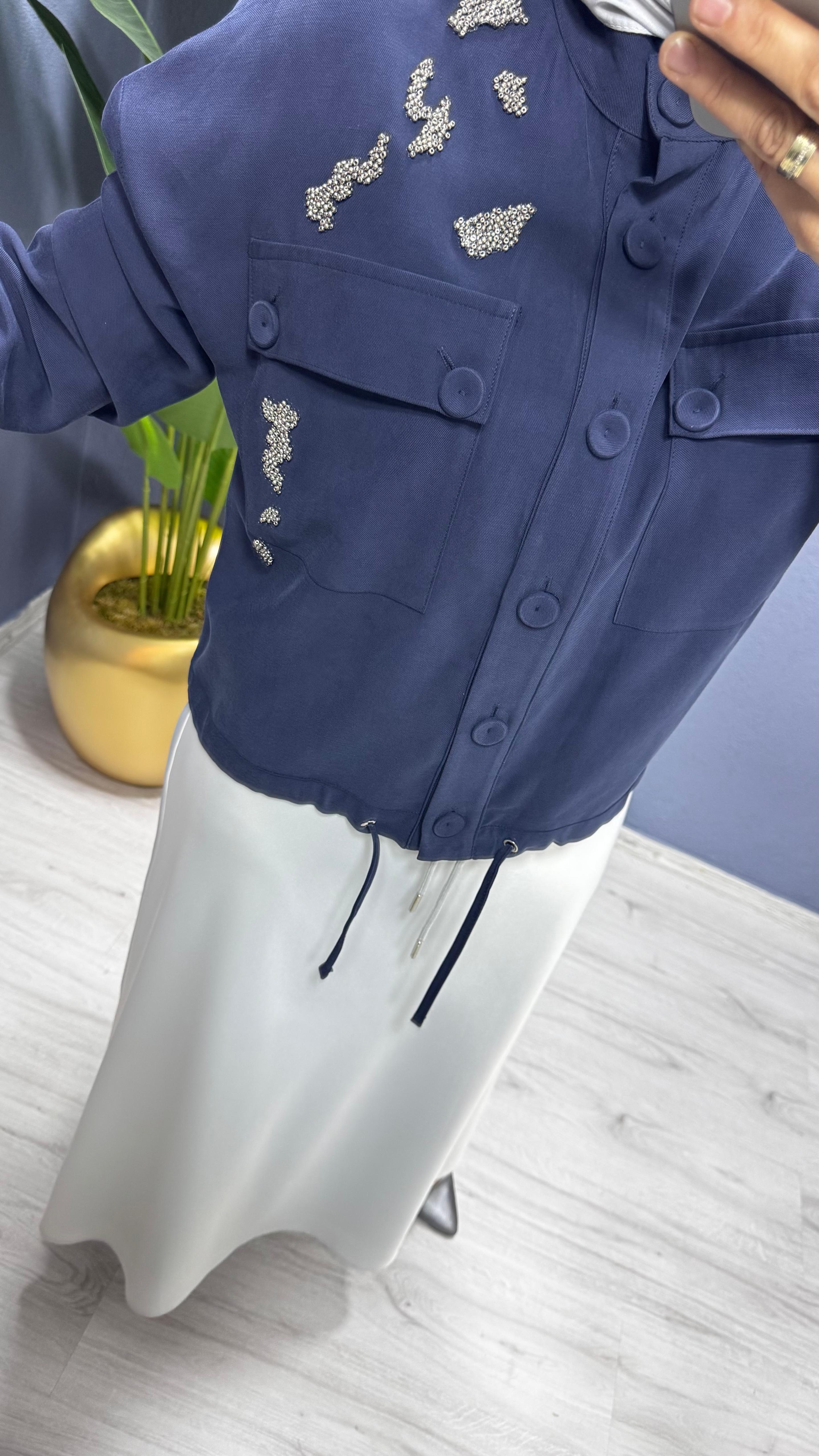 Ceremony Hakim Yaka İşlemeli ve Kısa Ceket (w-6826)