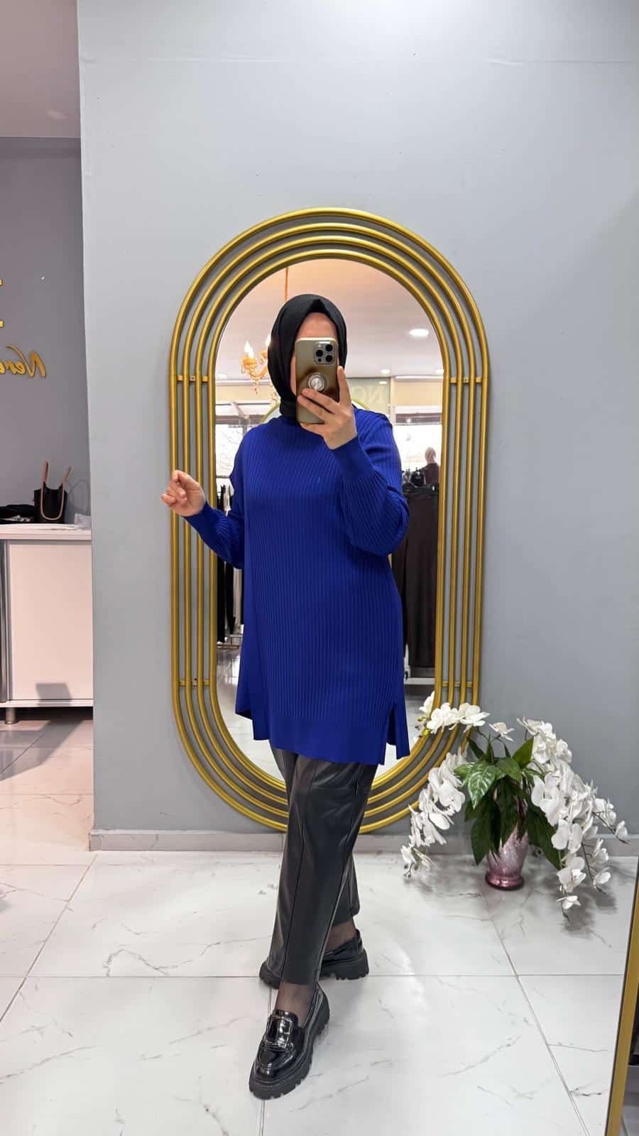 TIĞ TRİKO ASİMETRİK DETAYLI RAYON TUNİK (21278)