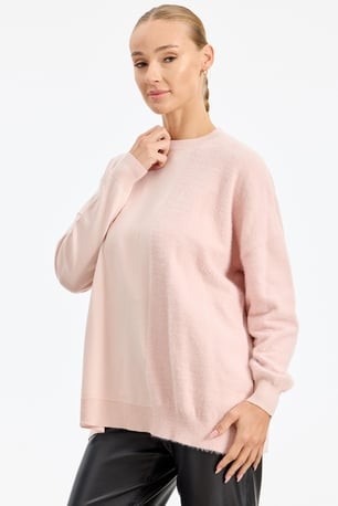 Tığ Triko Sol Tarafı Mink Detaylı Tunik PEMBE (21735) - Pembe, Standart