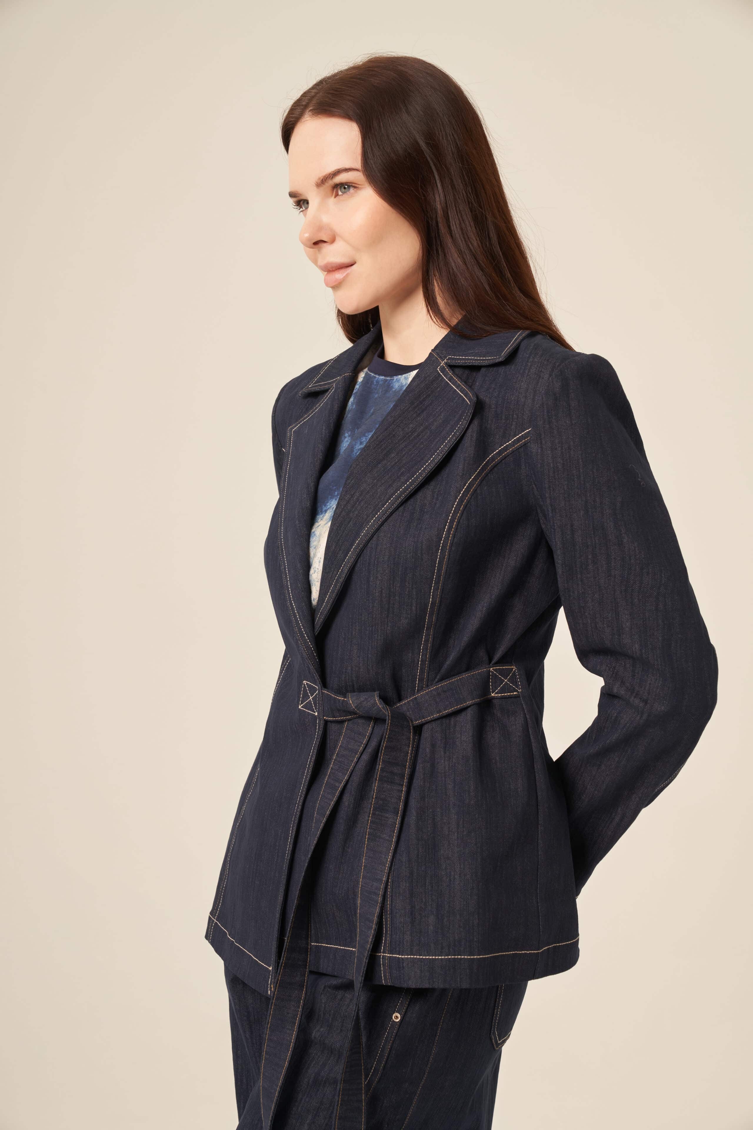Ceremony Yandan Bağlamalı Denim Ceket (5855)