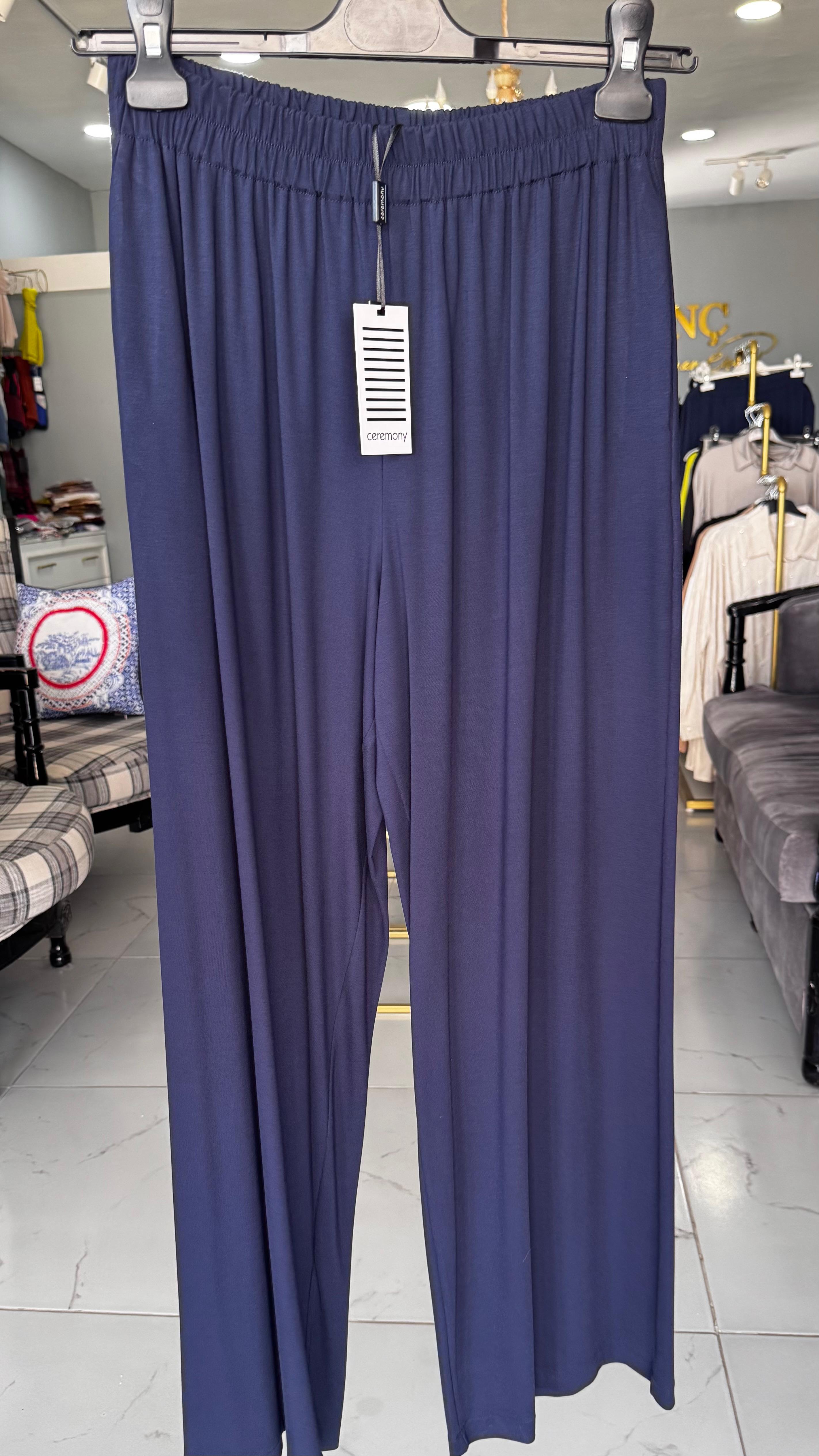 Ceremony Paçası Katlama Dikiş Beli Lastikli Bol Paça Bambu Pantolon (5350)