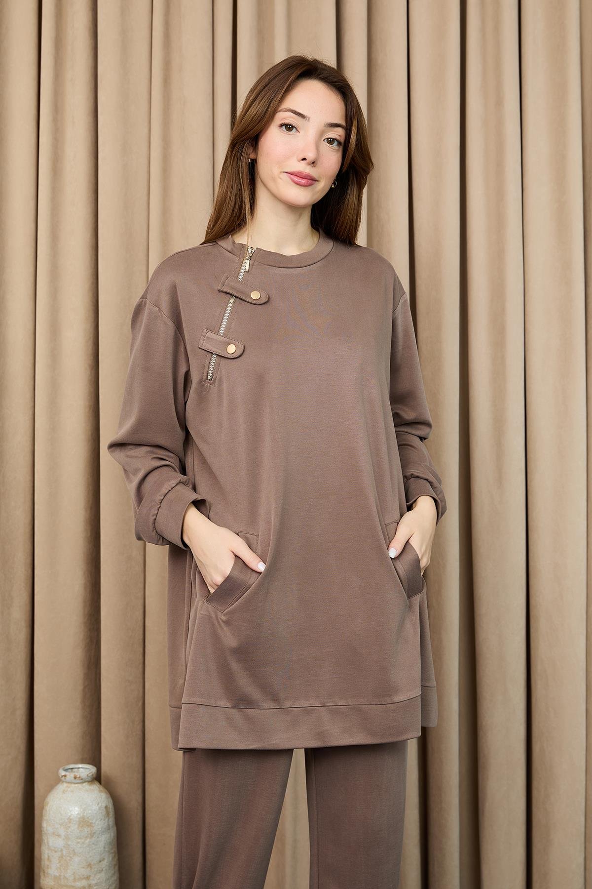 Puane Kadın Yaka Fermuar Detaylı Takım(14406)