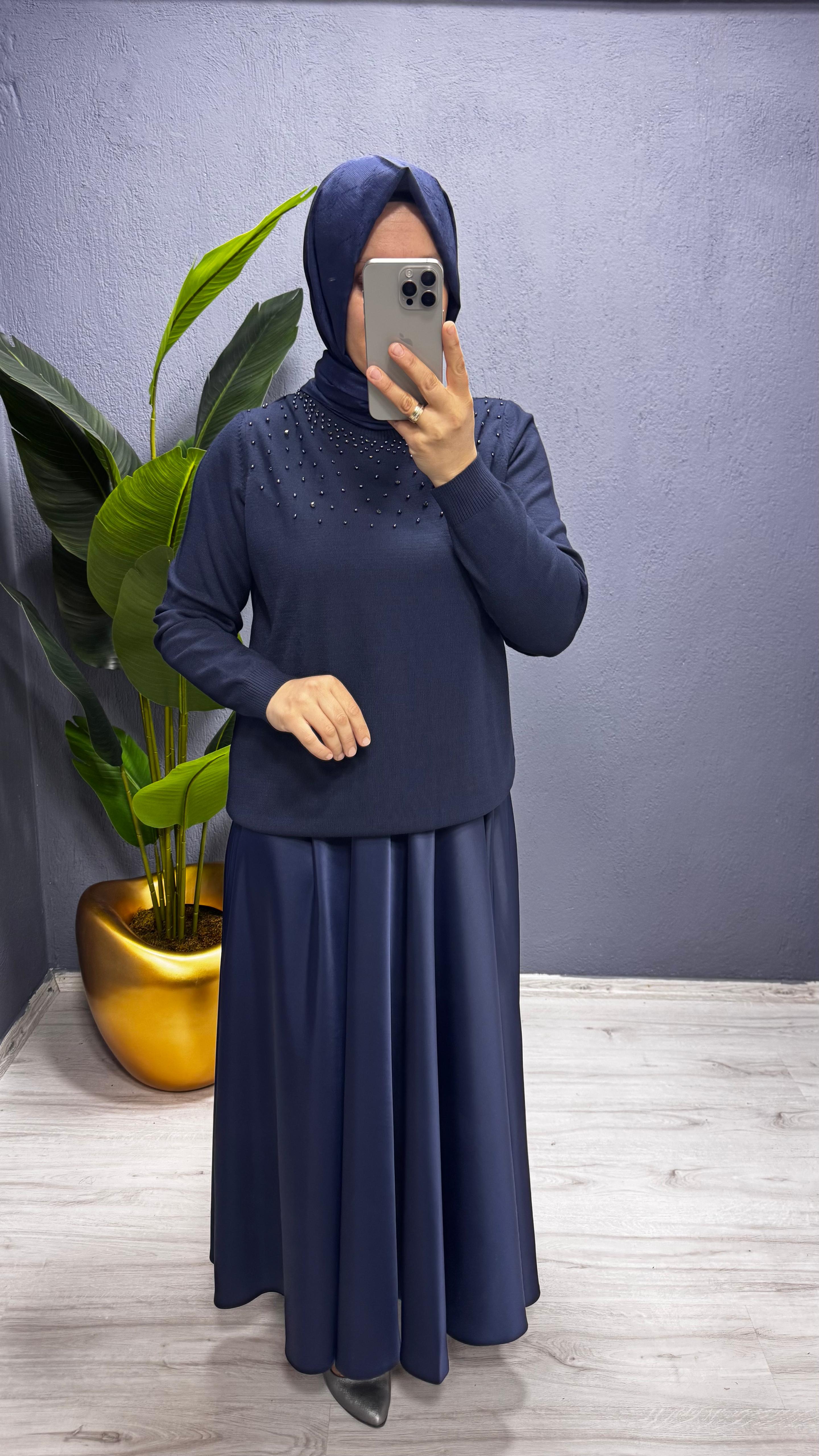 Missnisa Saten Pile Midi Etek 639