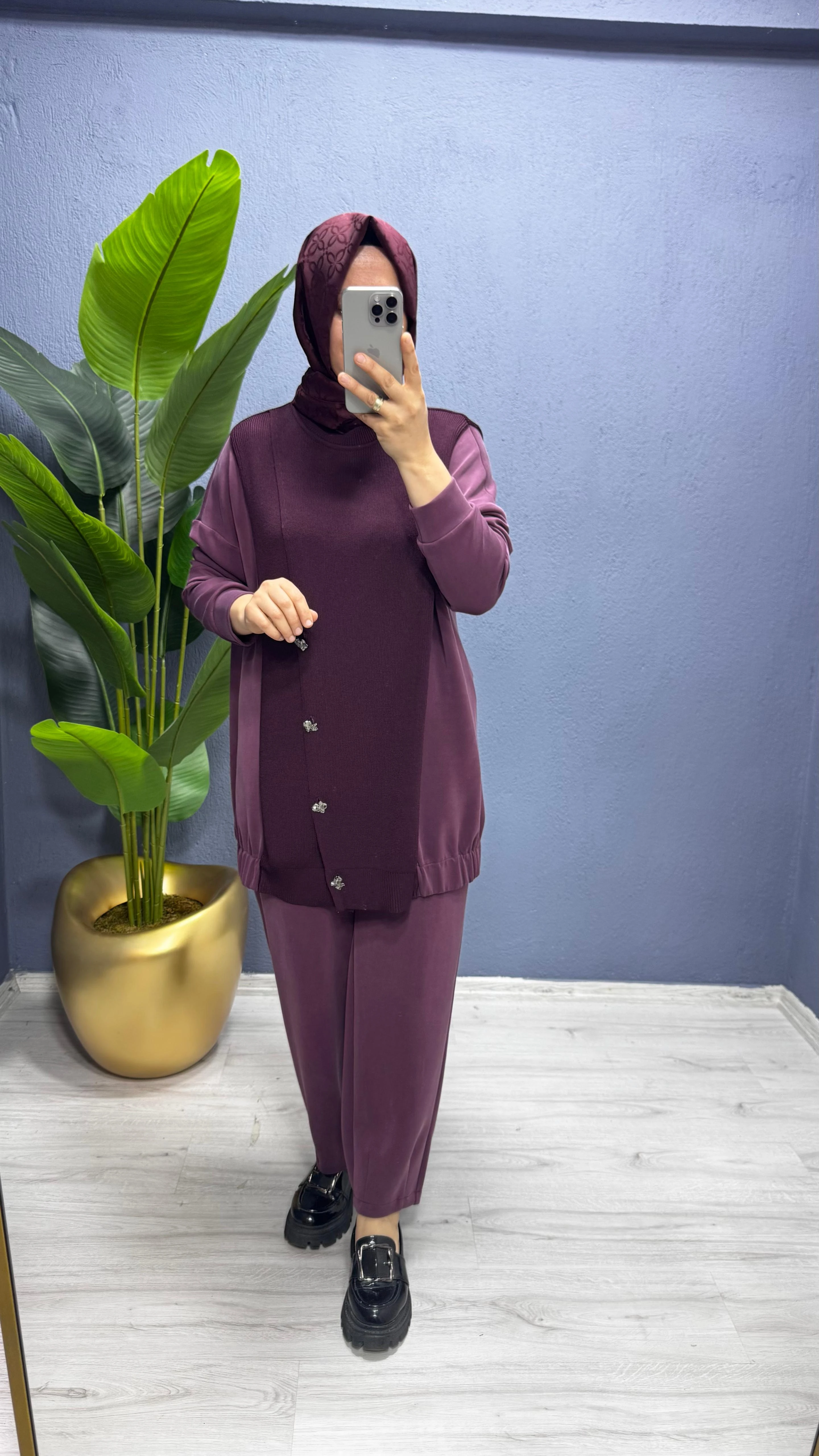 Tığ Triko Triko Kombinli  Tunik Pantolon Takım TKM.5041.01