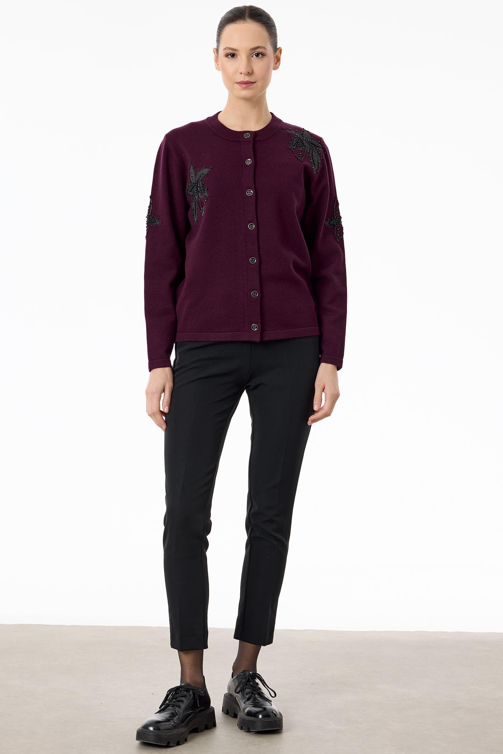 Tığ Triko Çiçek Aplikeli Triko Hırka ( 21746.1)