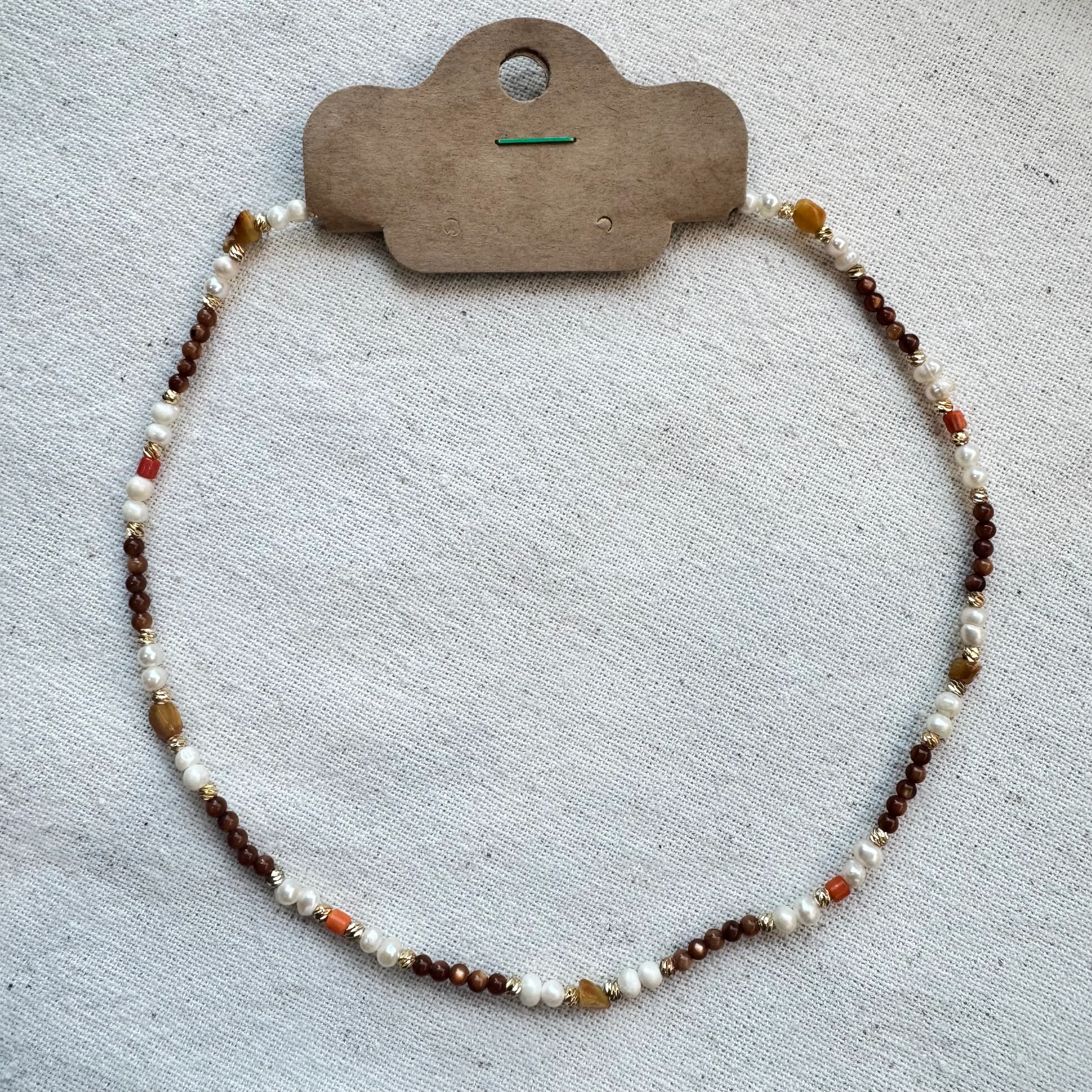 Doğal İnci & Kehribar Minimal Kolye