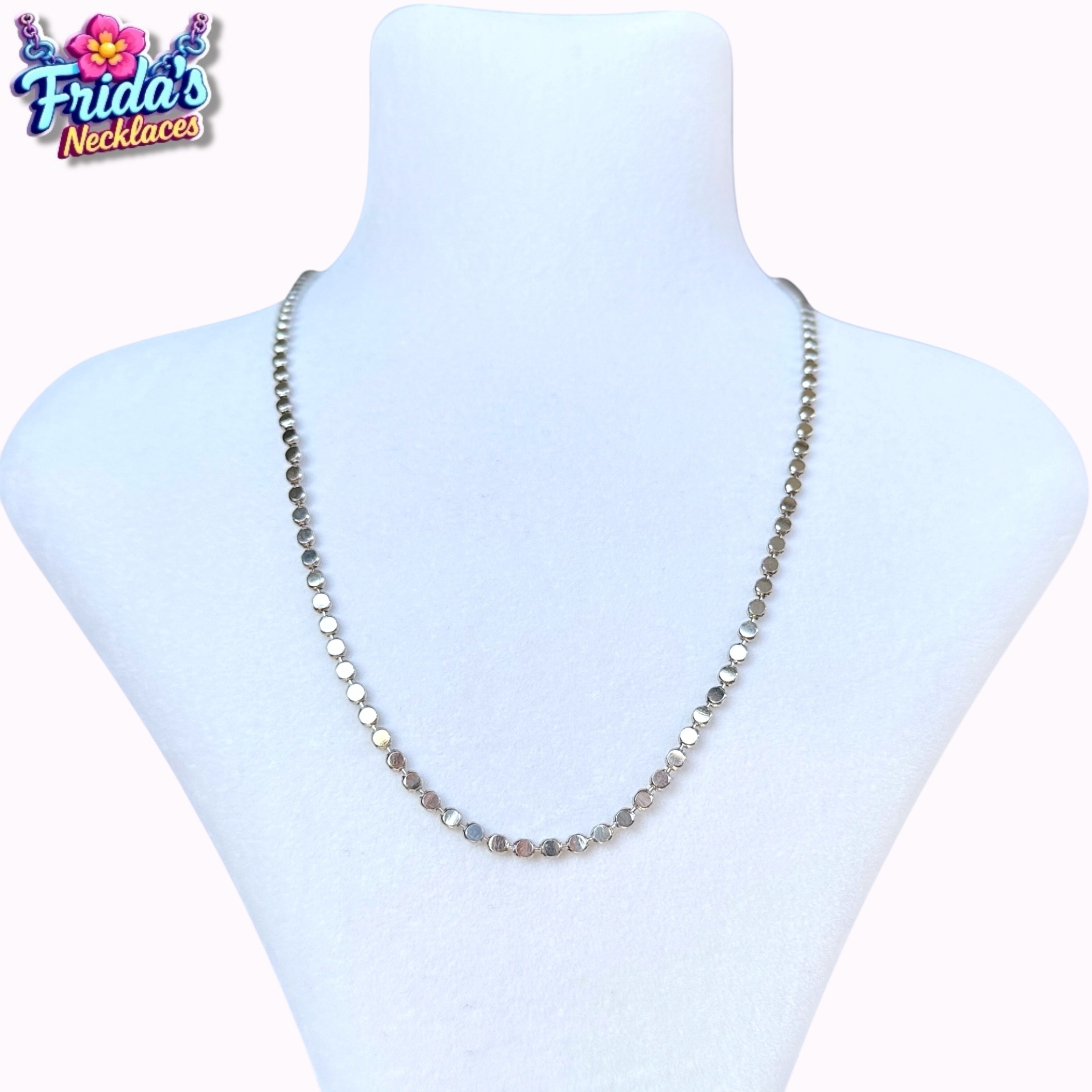 VIP Seri Silver Kısa Ezme Pul Zincir 