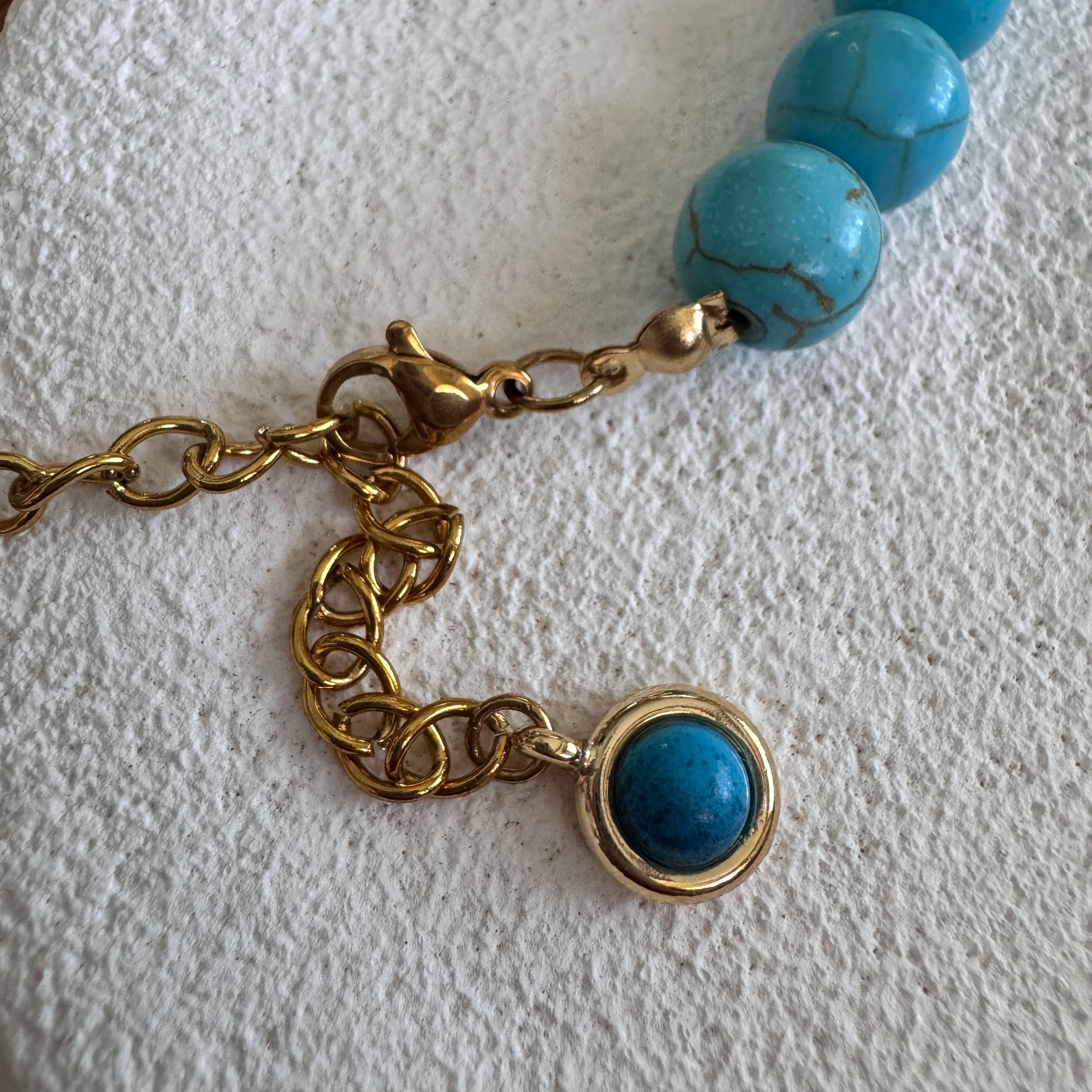 Doğal Turkuaz Sakız İnci Tasarım Kolye