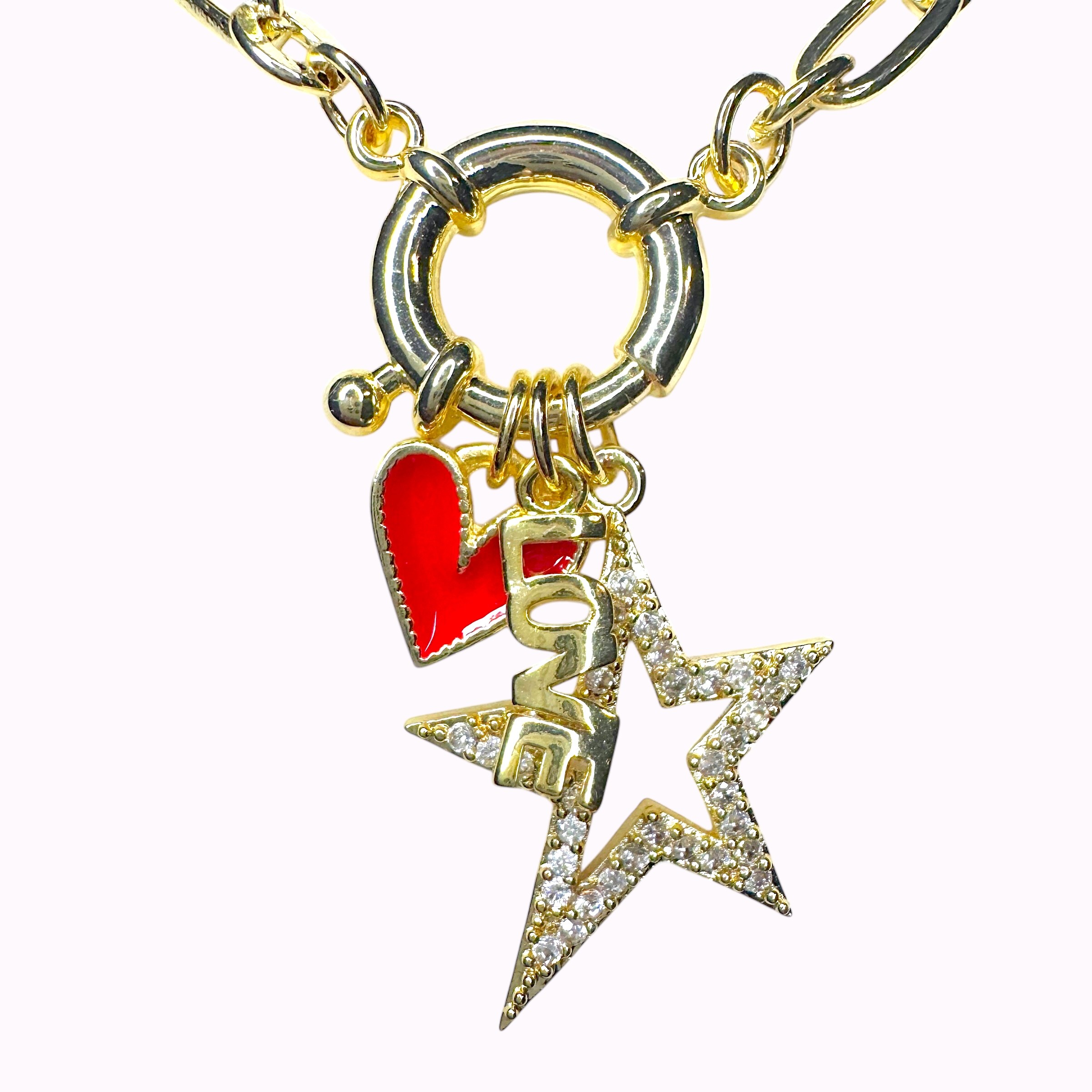 Özel Seri Kırmızı Kalp Charm Kolye