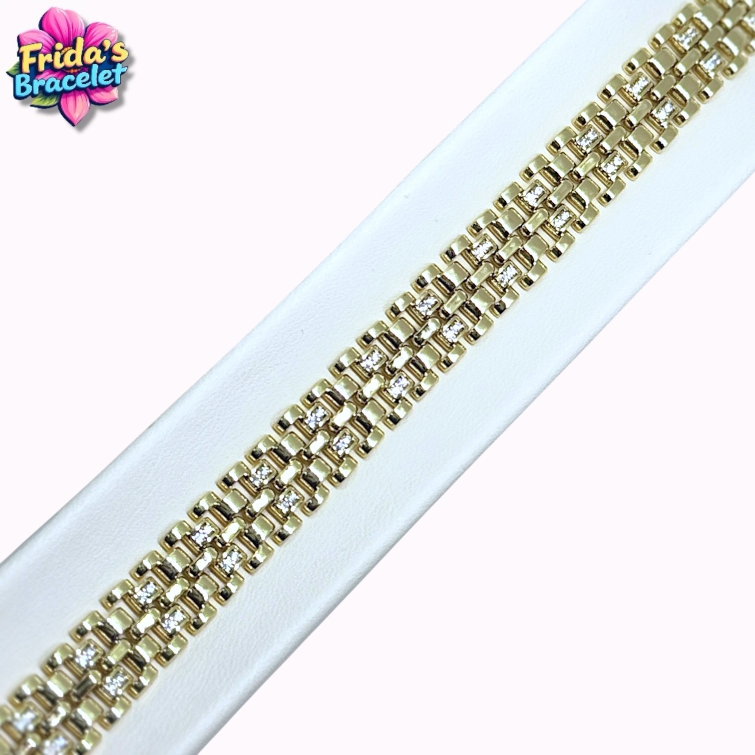 VIP Seri Gold Taşlı Kalın Hasır Bileklik