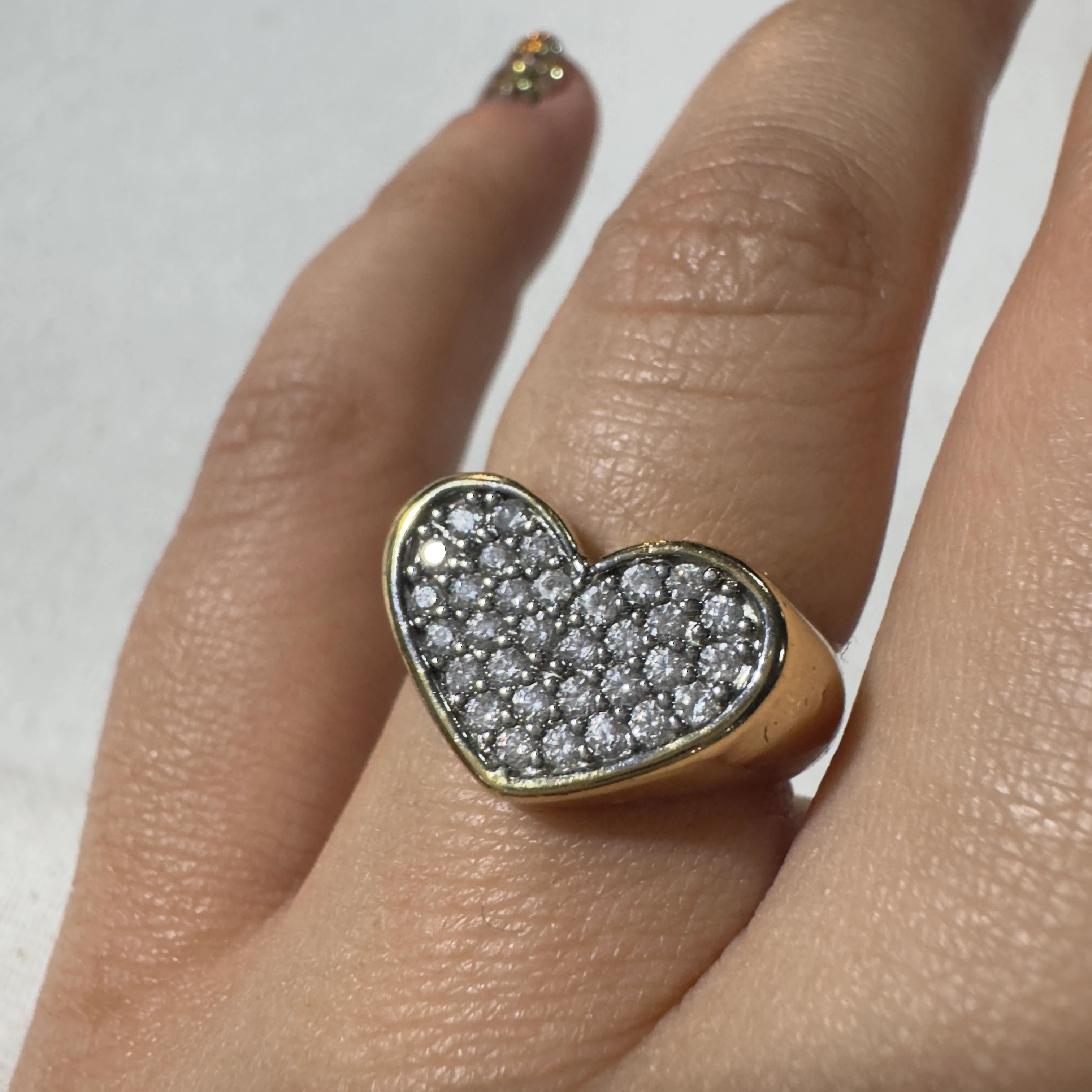 Çift Renk Kalp Taşlı Yüzük