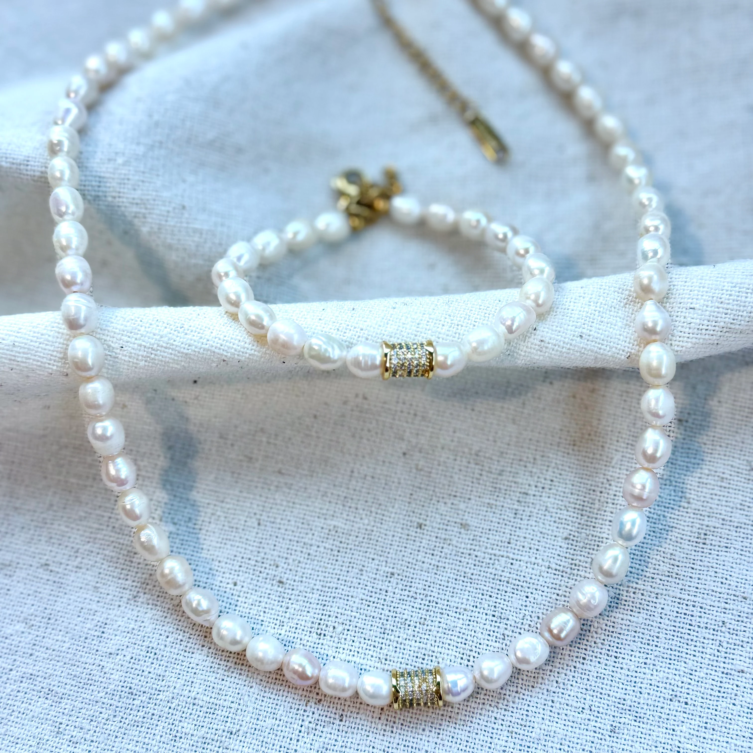 Doğal İnci Zirkon Taşlı Set