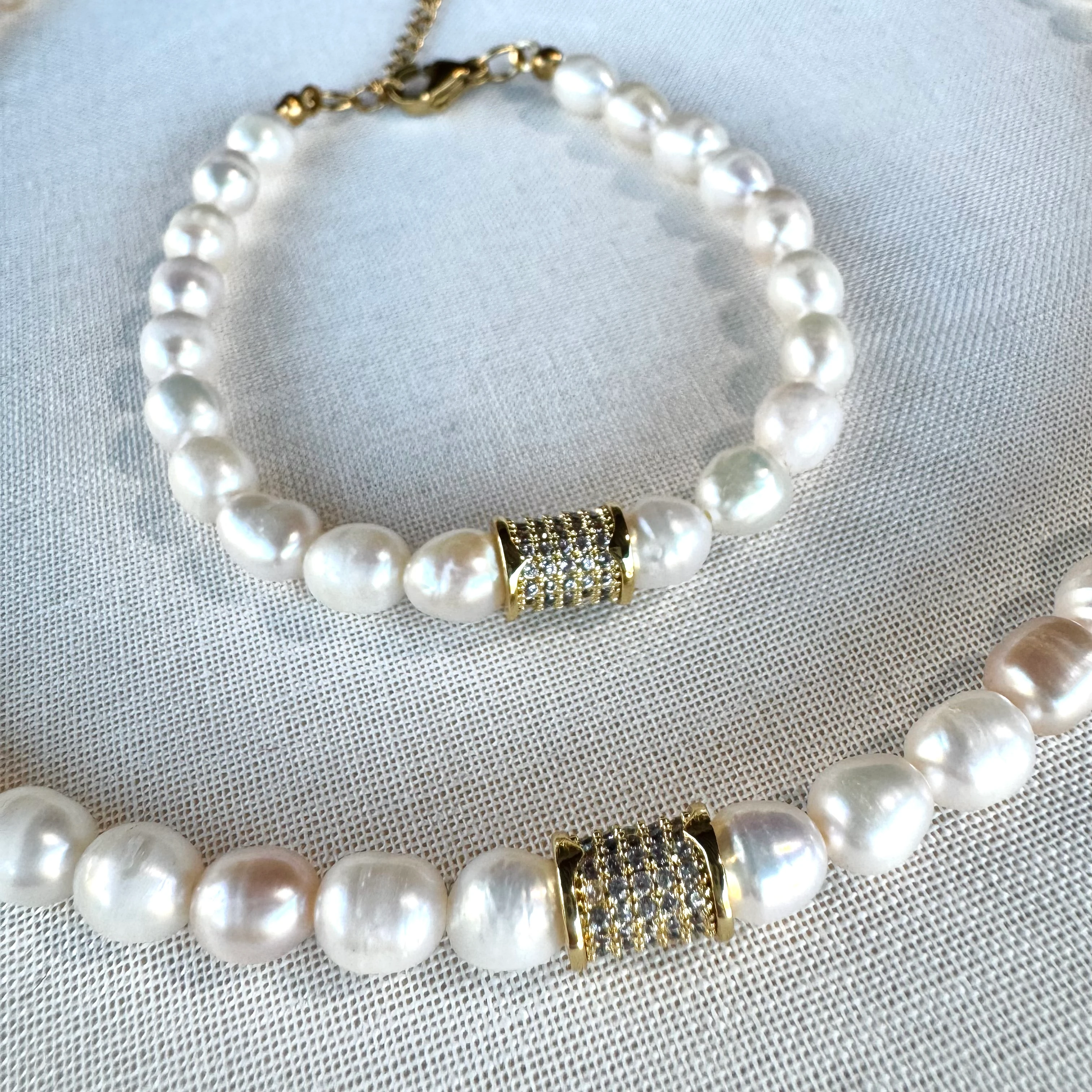 Doğal İnci Zirkon Taşlı Kolye