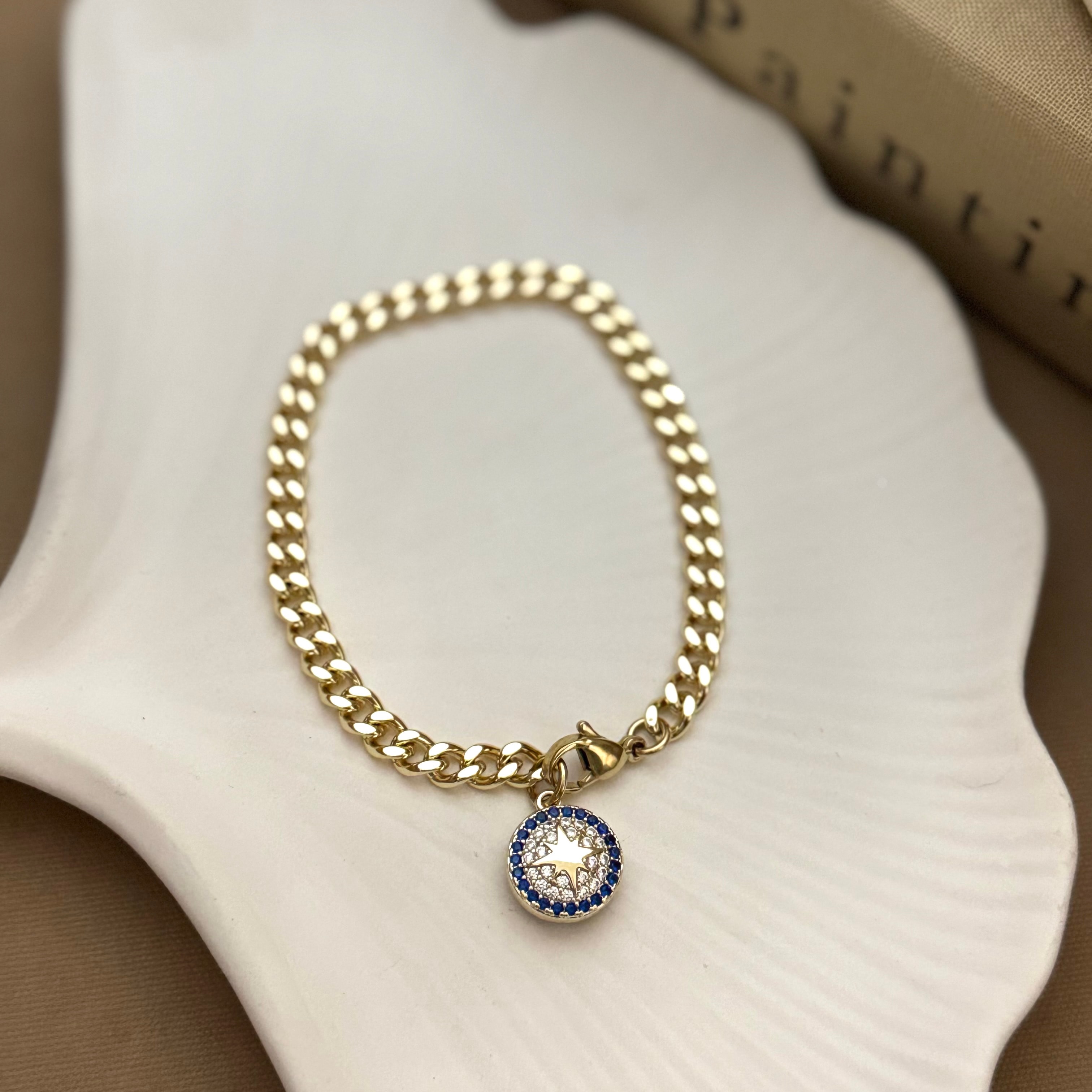 VIP Seri Lacivert Taşlı Charm Set