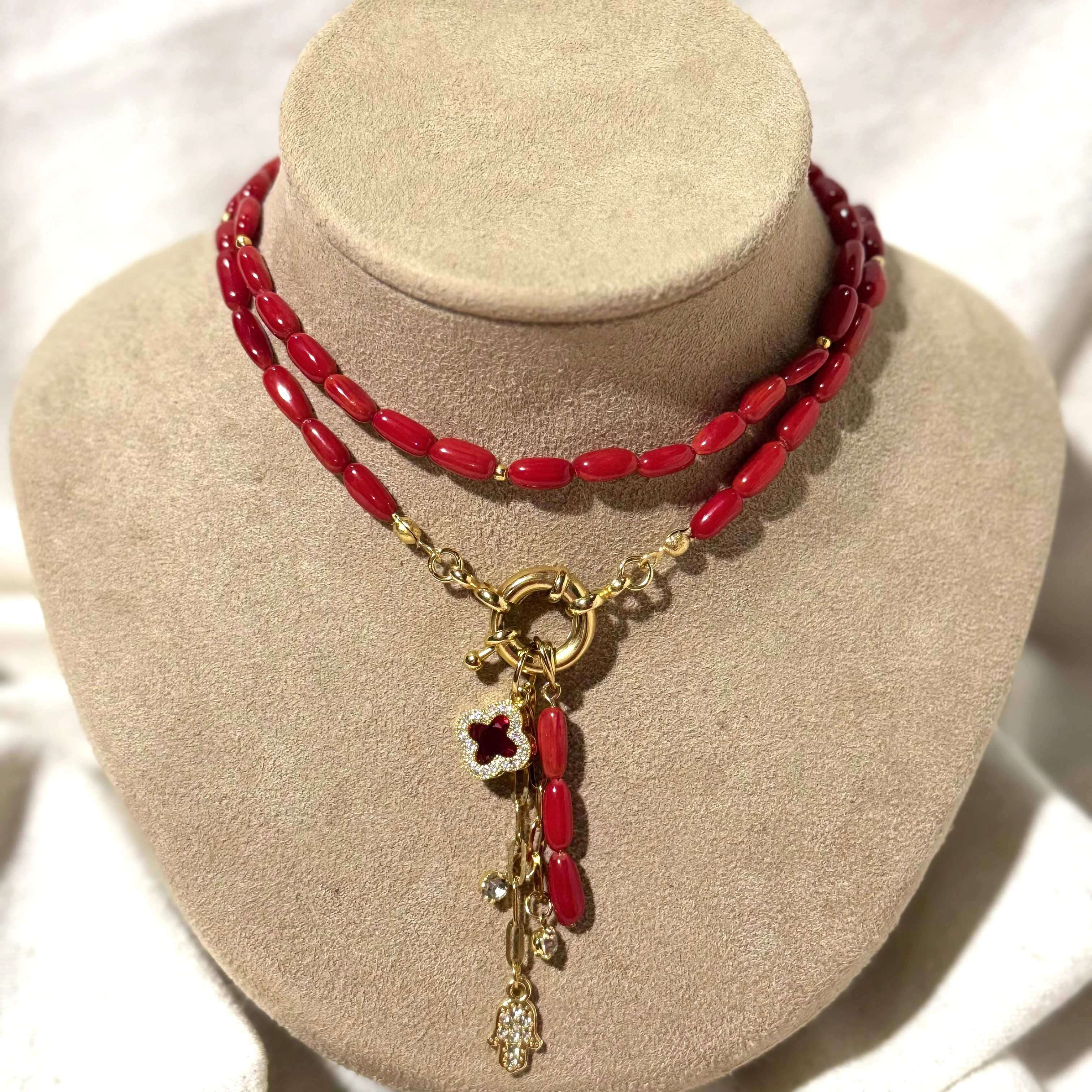 Doğal Mercan Charm Tasarım Kolye