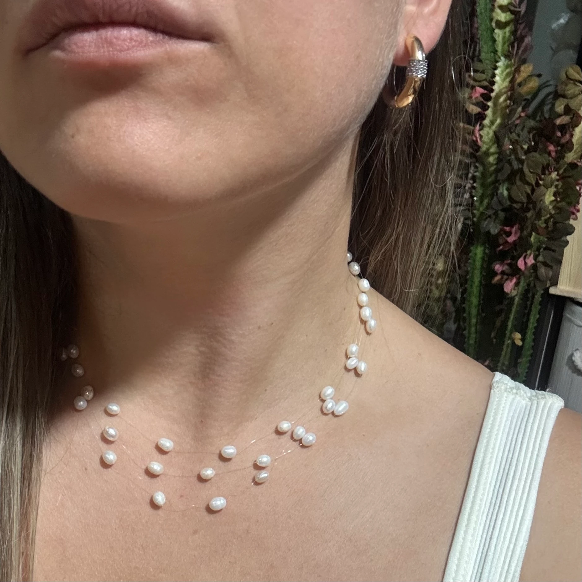 Doğal İnci Tasarım Hayalet Kolye