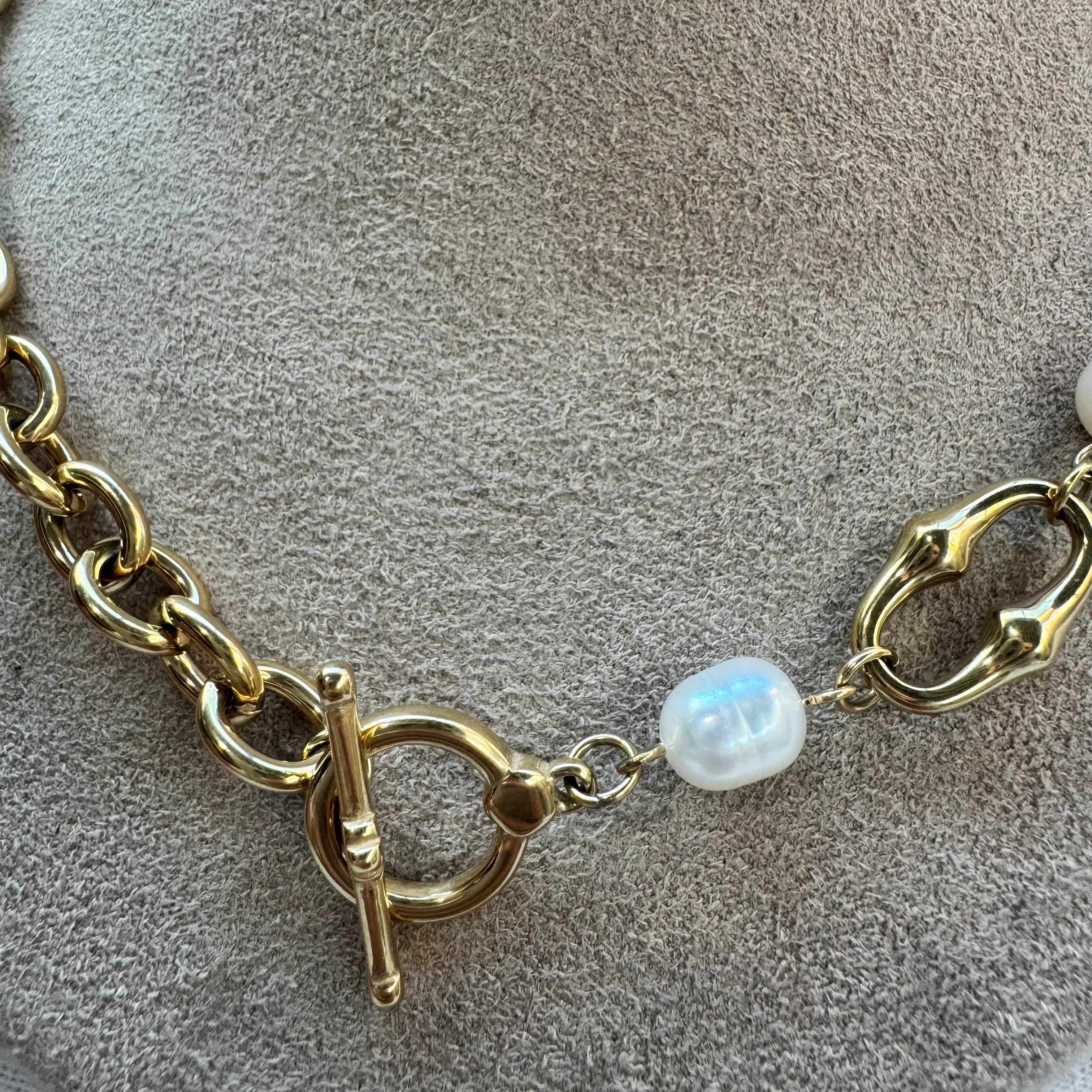 Doğal İnci Çelik Zincir Kolye