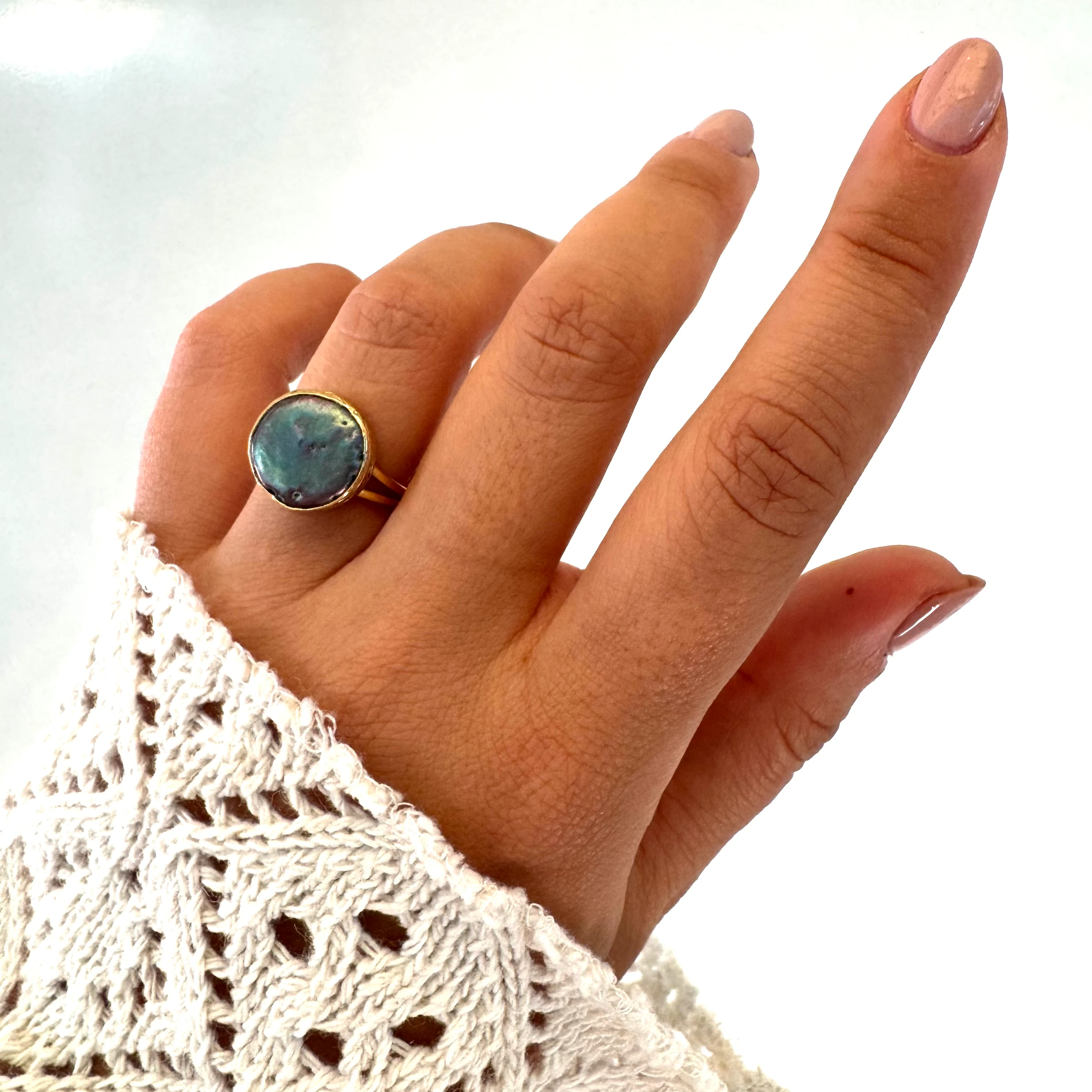 Doğal Siyah İnci Yüzük