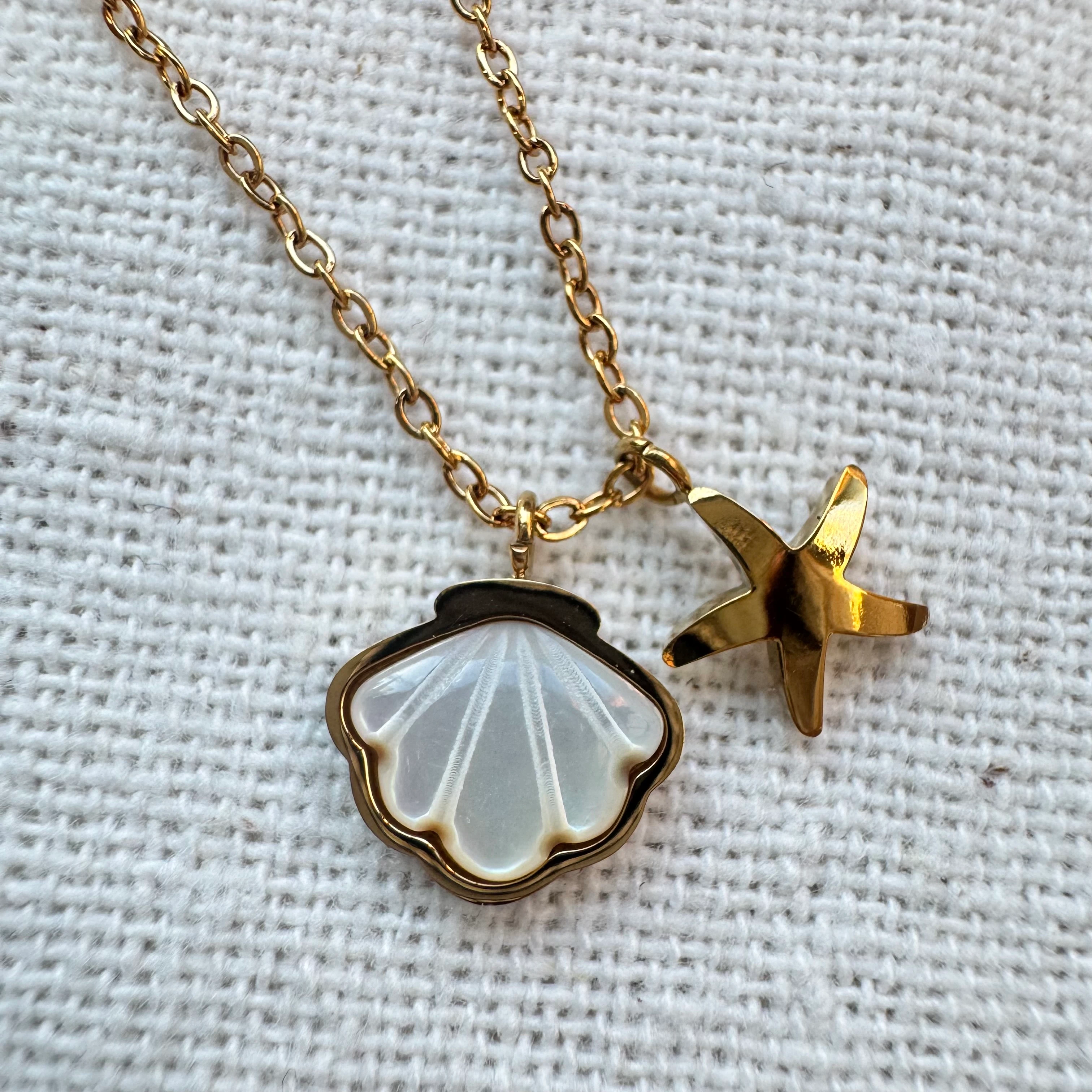 Doğal Sedef Çelik Minimal Kolye