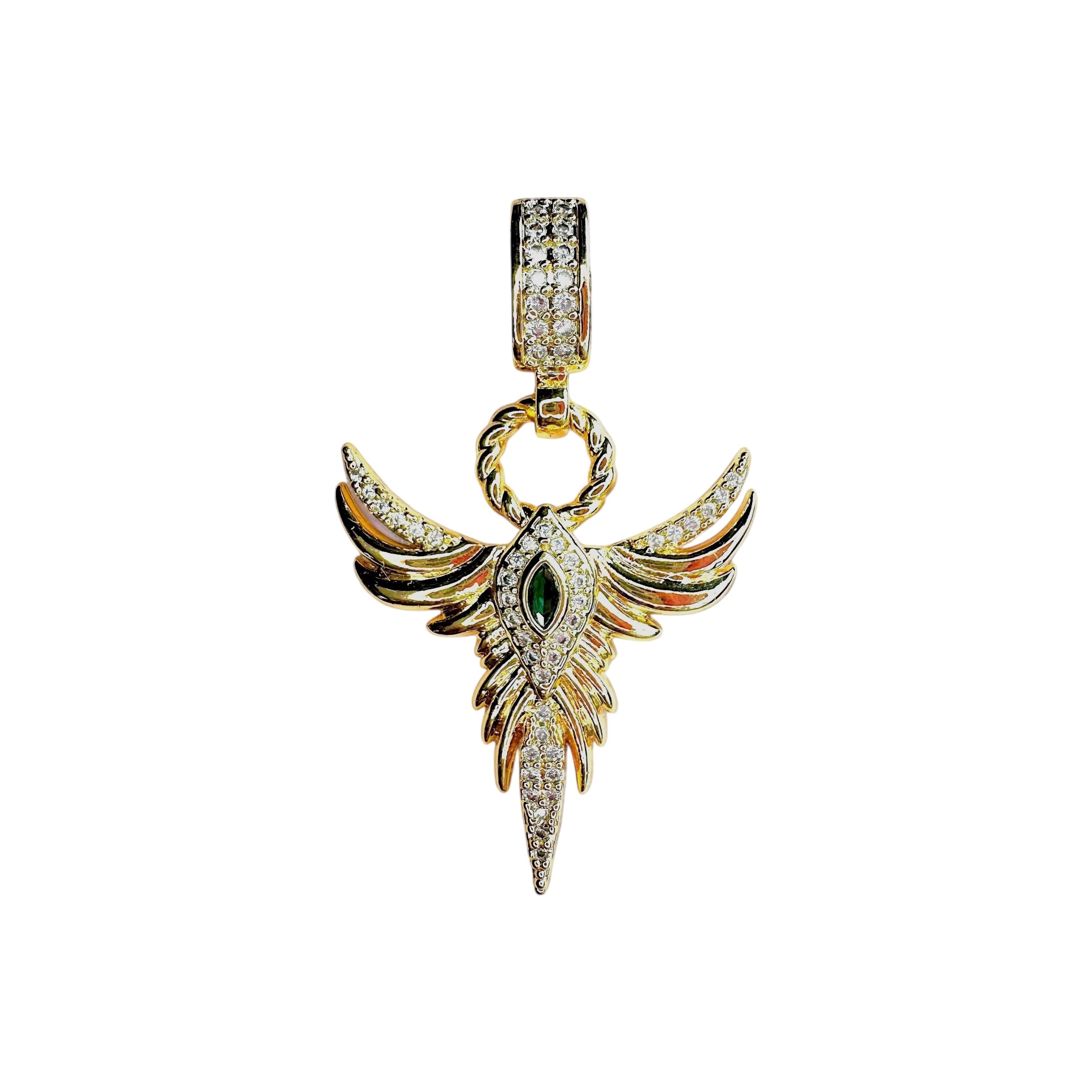 Gold Yeşil Taşlı Anka Charm