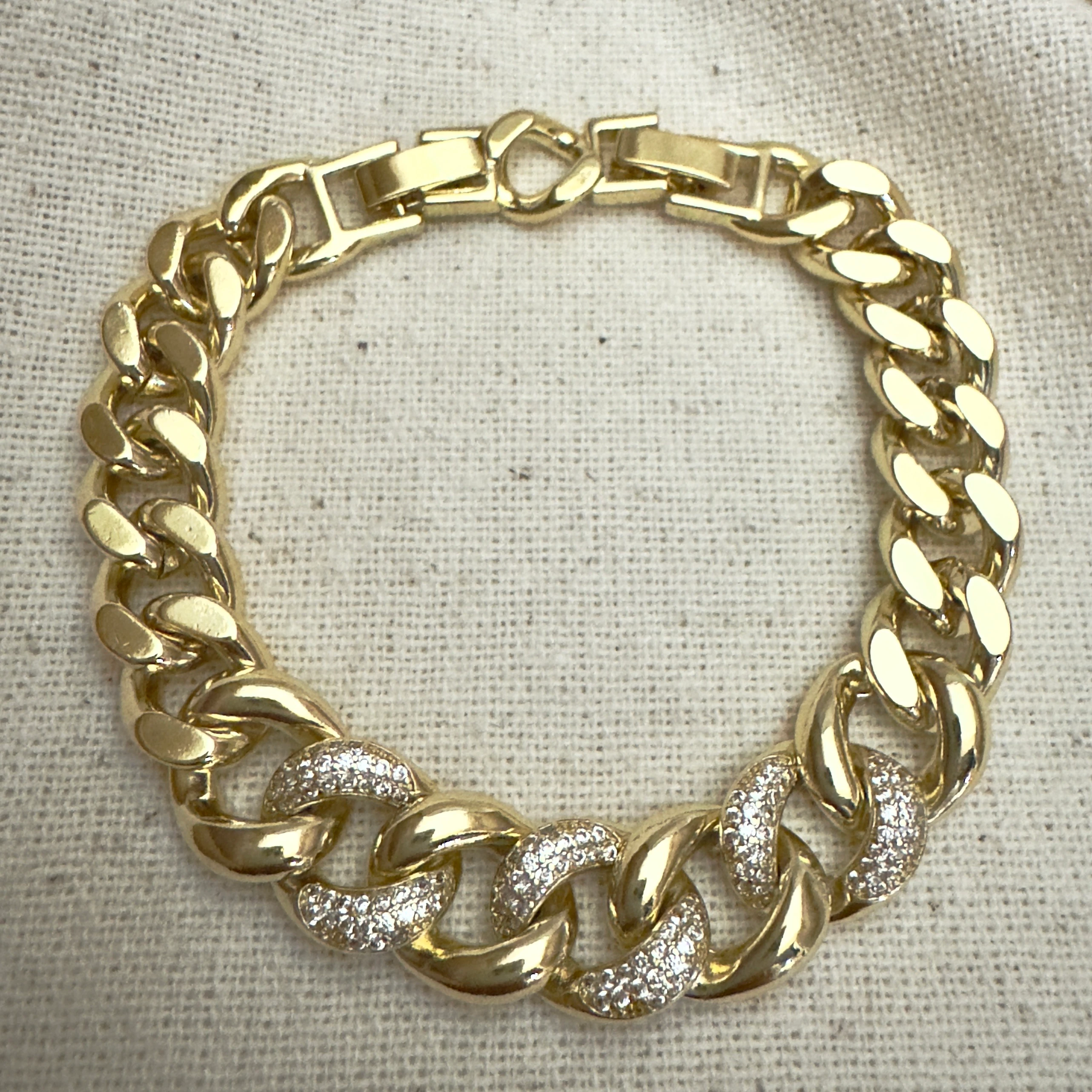 Taşlı Dolgun Zincir Bileklik