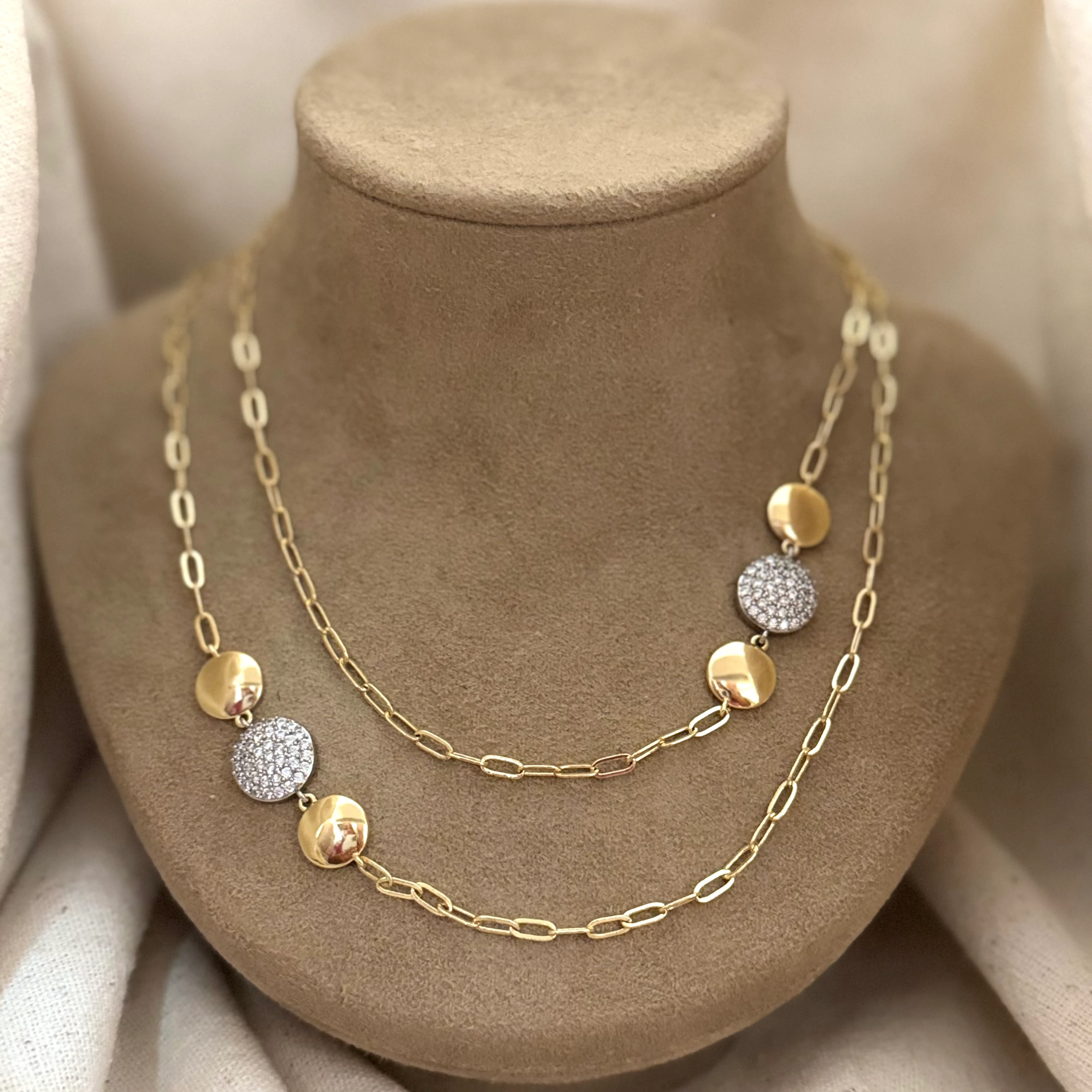 Yuvarlak Taşlı Modern Zincir 